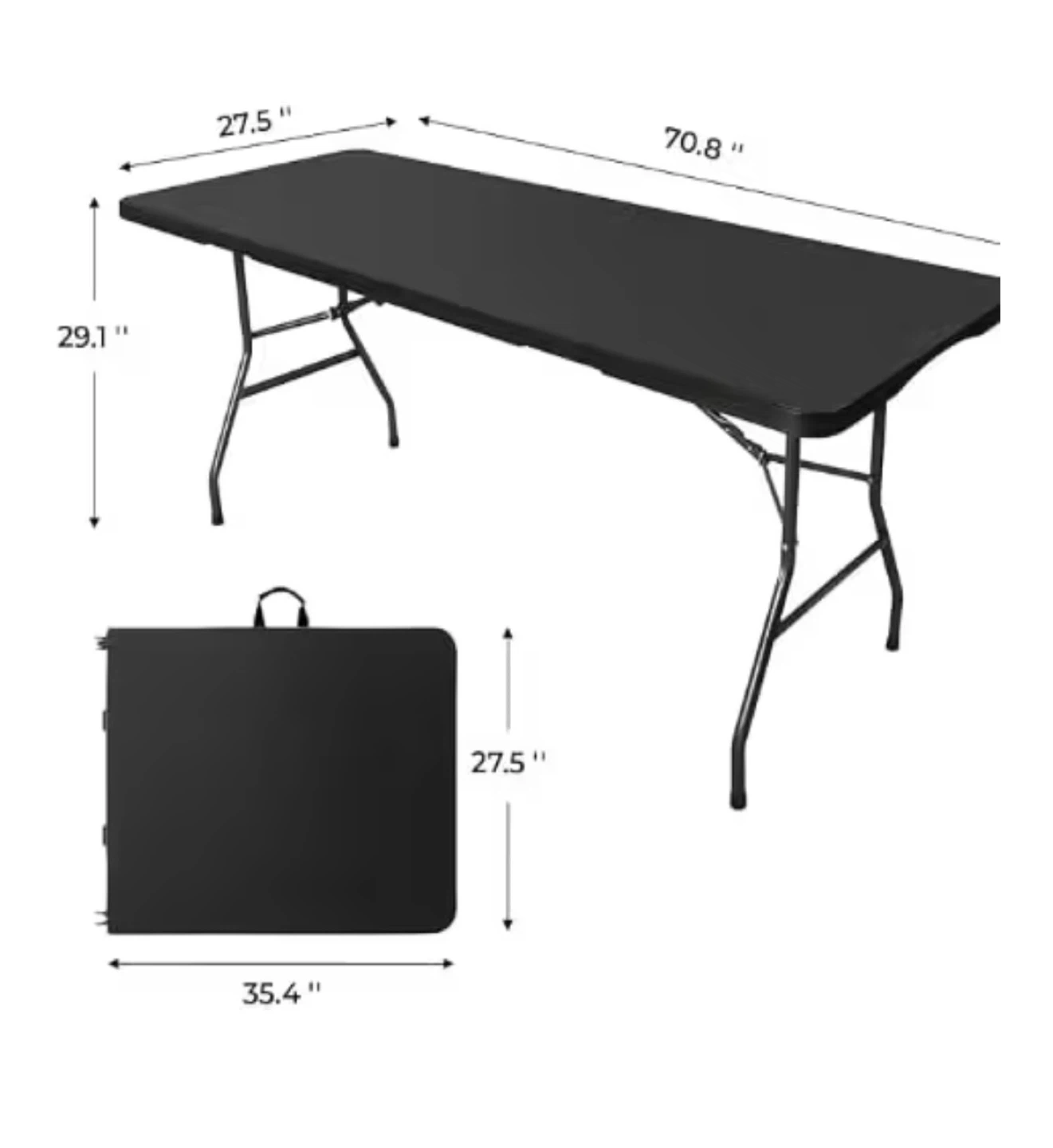 Black Folding Table - 70.8" Long