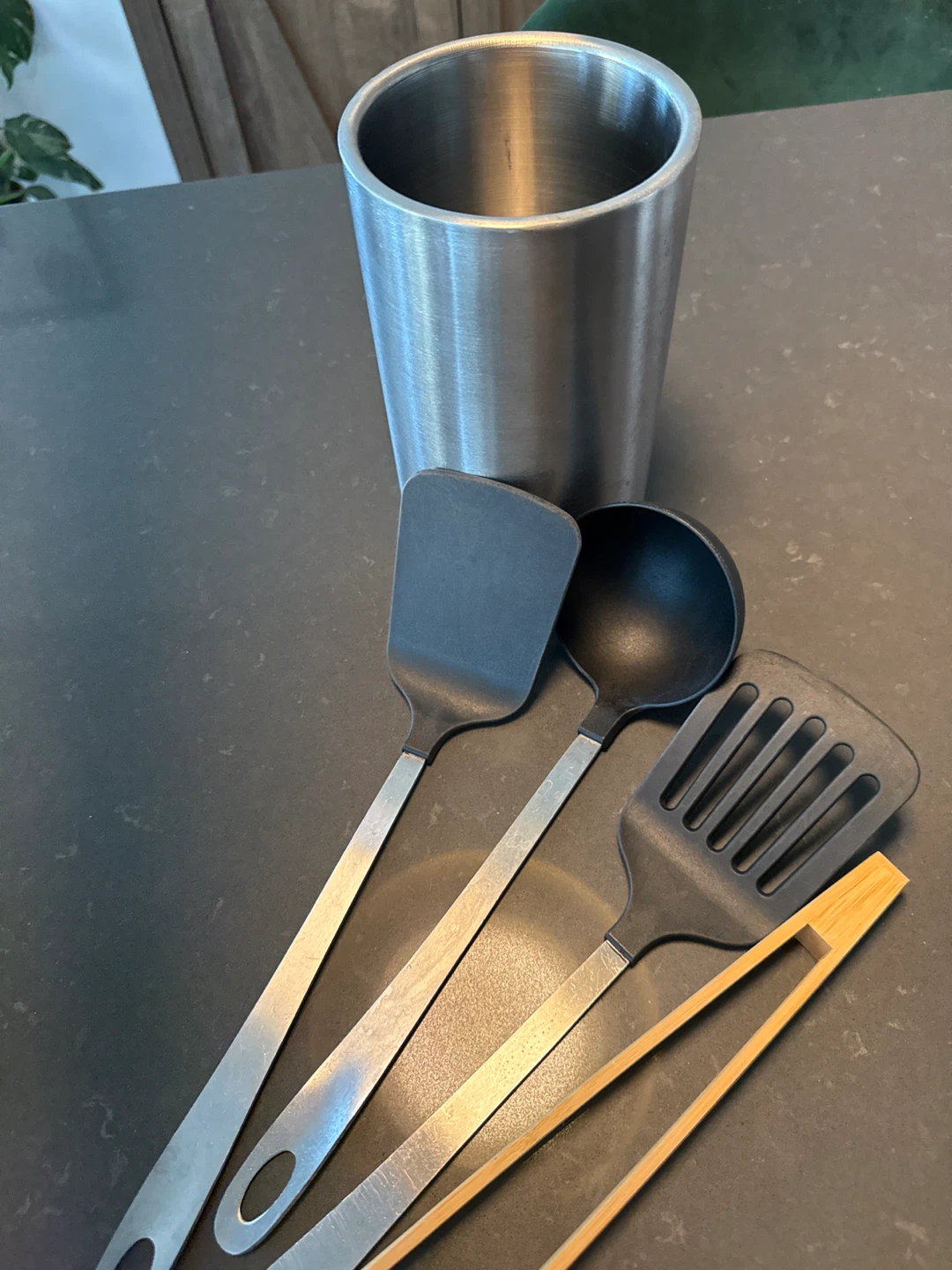 Stainless Steel Kitchen Utensil Holder with Utensils