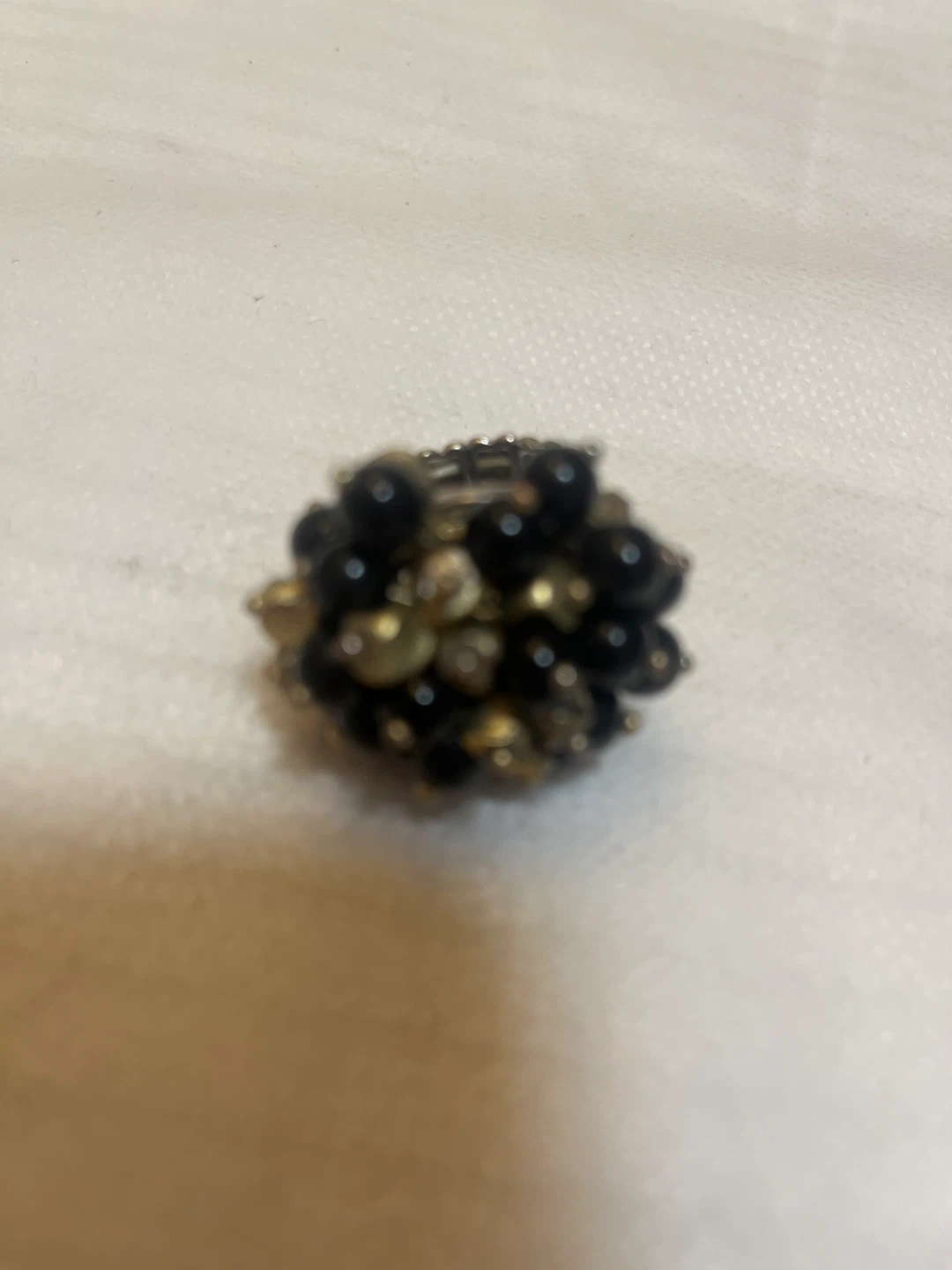 Beaded Statement Ring - Black and Gold - photo 2
