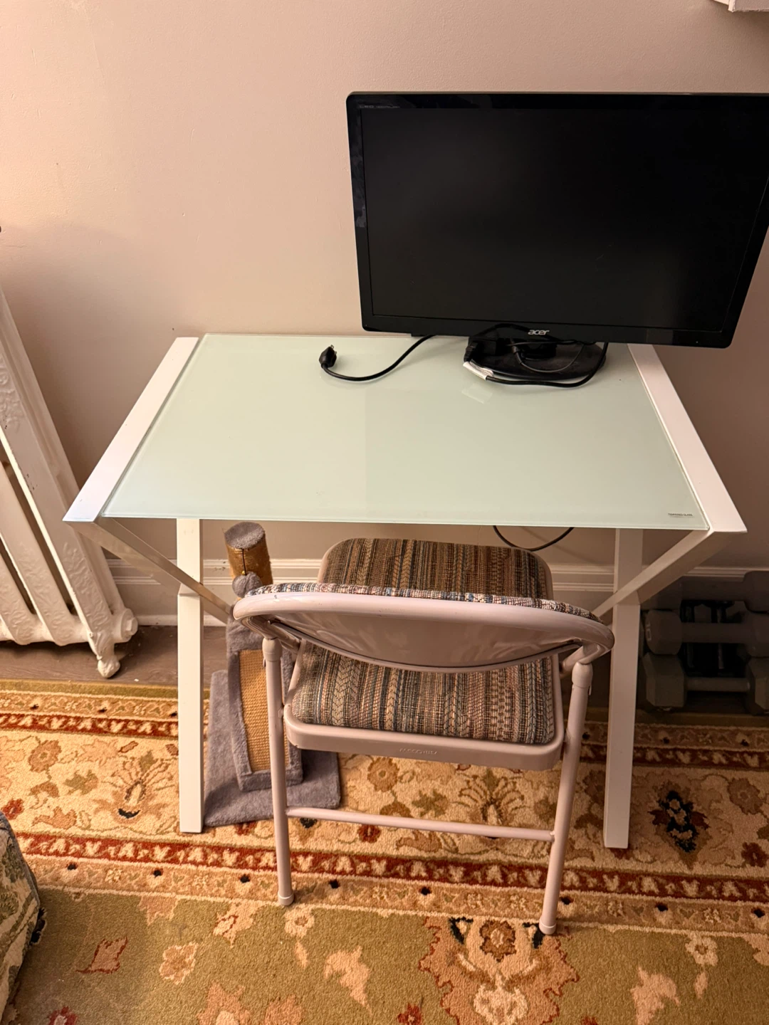 White Metal Desk with Tempered Glass Top - photo 2