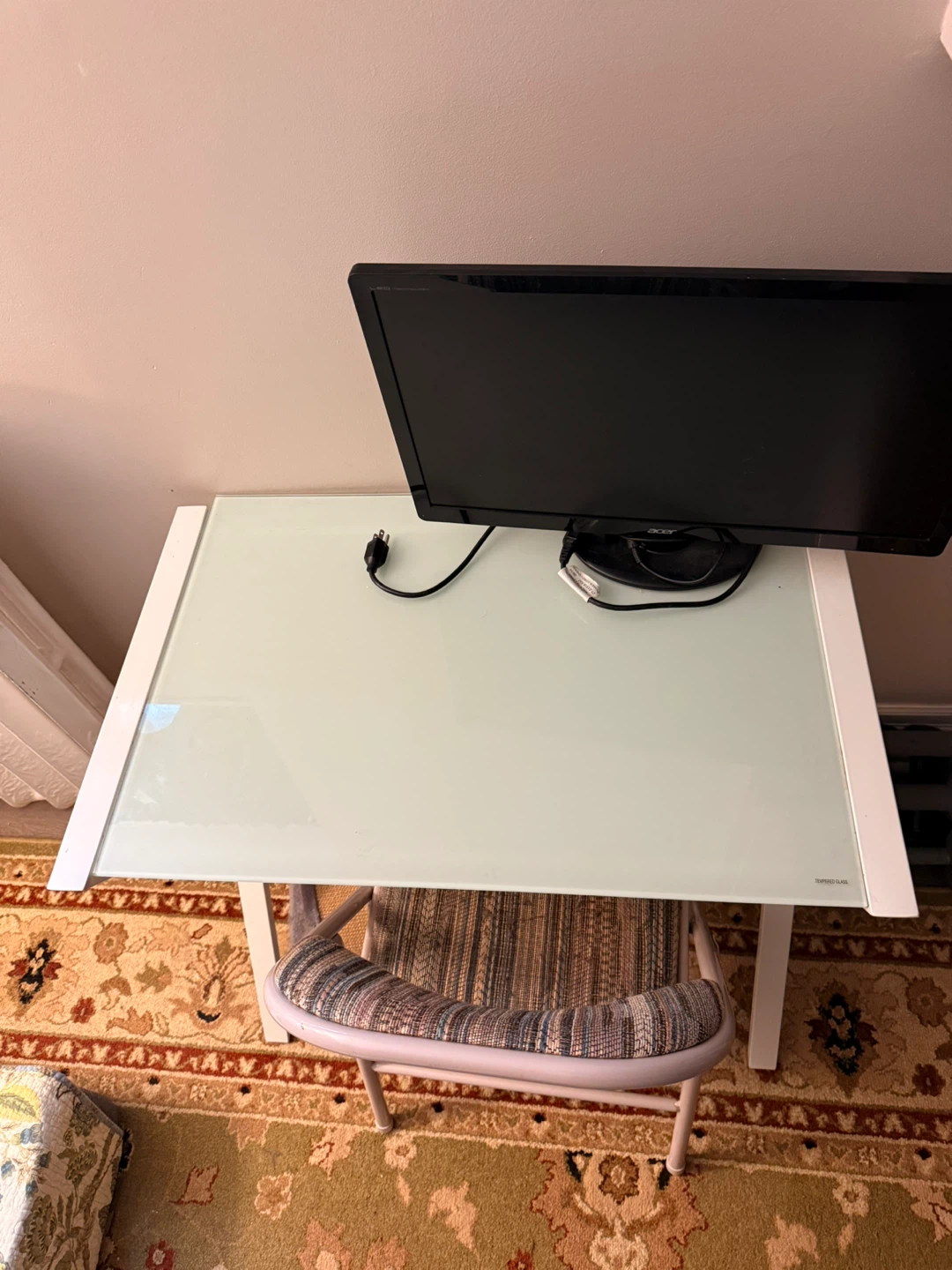 White Metal Desk with Tempered Glass Top - photo 3