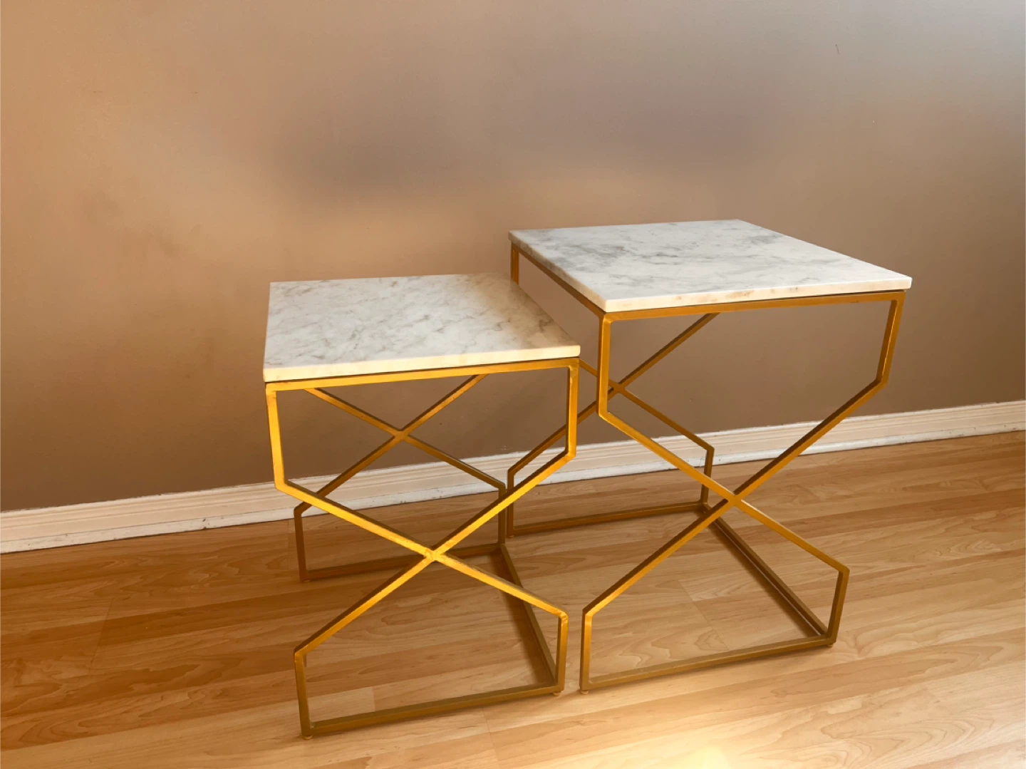 MOVE OUT SALE - Set of 2 Marble Top Nesting Tables