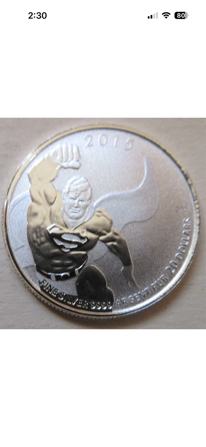2015 $20 Silver Superman coin 99.99% pure silver - photo 2