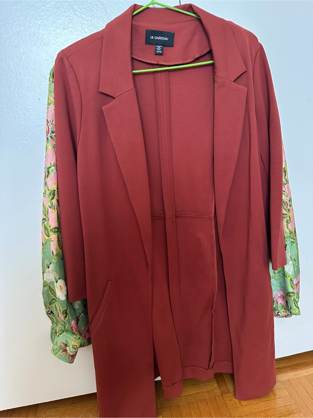 Le Château women's long blazer with floral sleeves