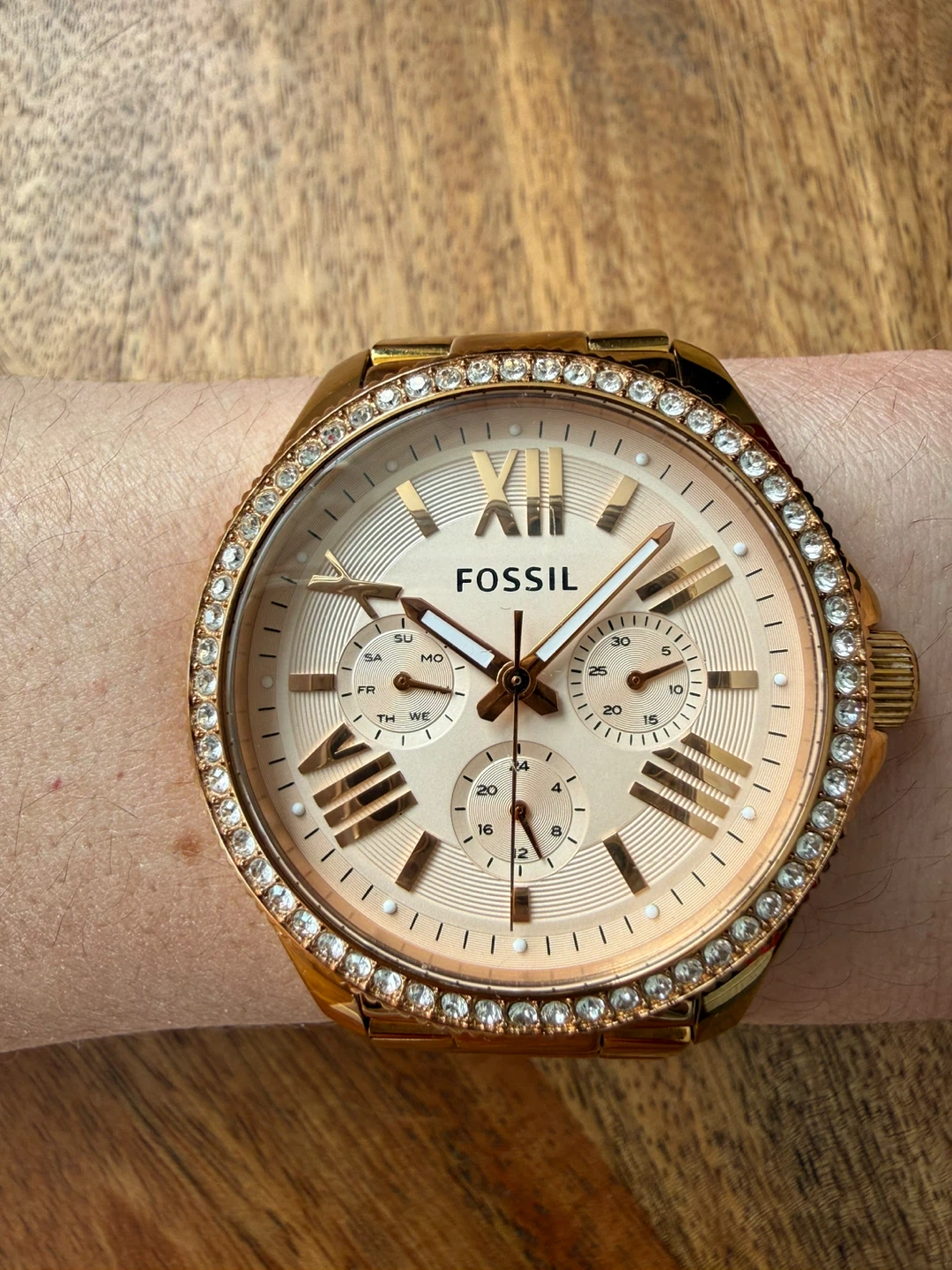 Fossil Rose Gold Tone Stainless Steel Watch with Crystal Bezel - photo 5