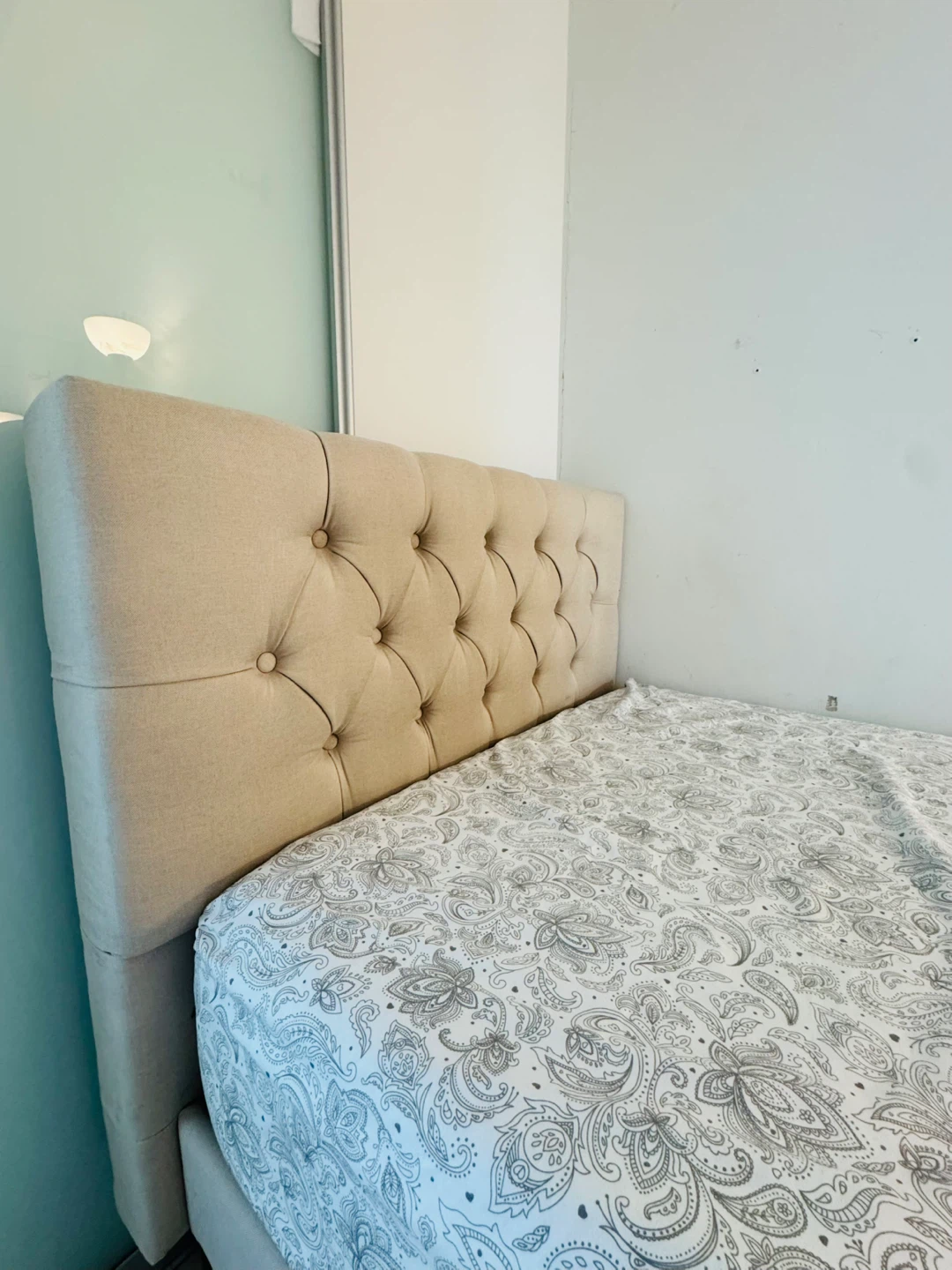 Tufted Twin XL Bed Frame + Memory Foam Mattress (Good Condition)