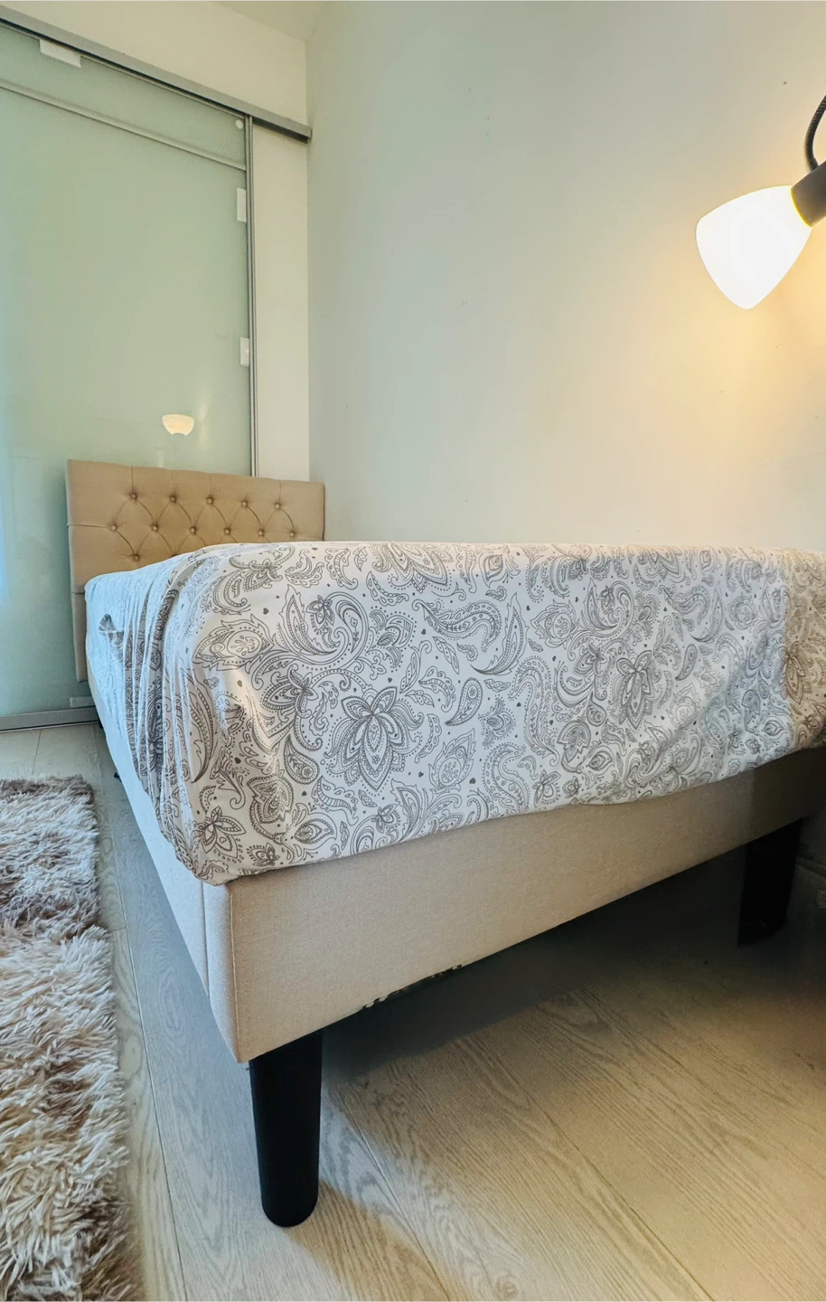 Tufted Twin XL Bed Frame + Memory Foam Mattress (Good Condition) - photo 4