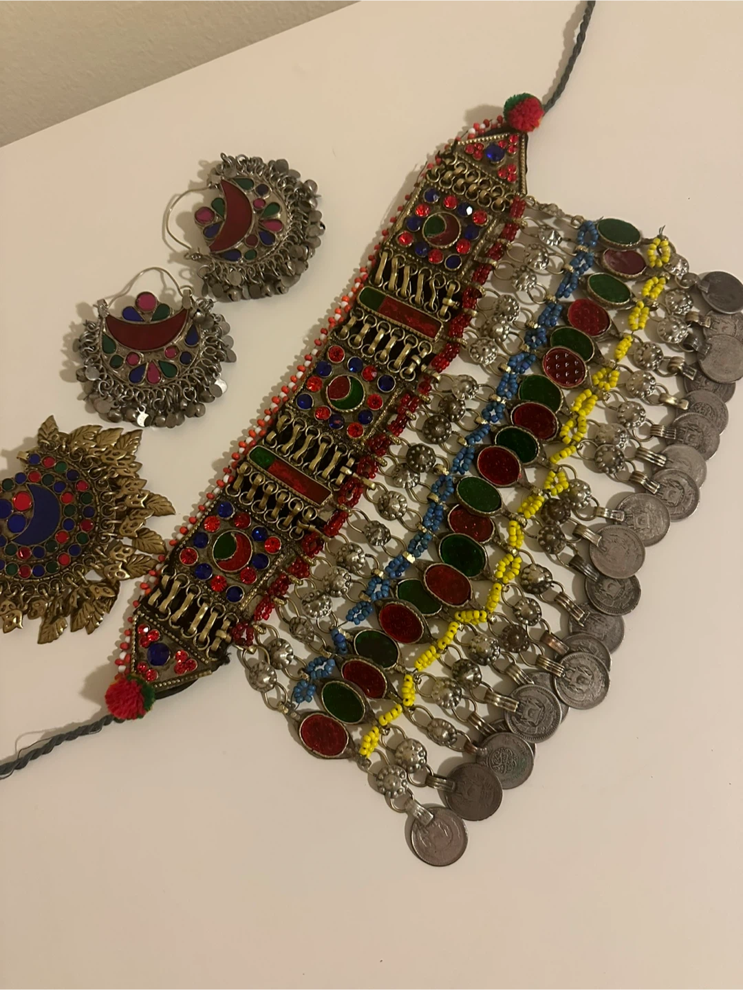 Afghan Tribal Necklace and Earrings Set - photo 2