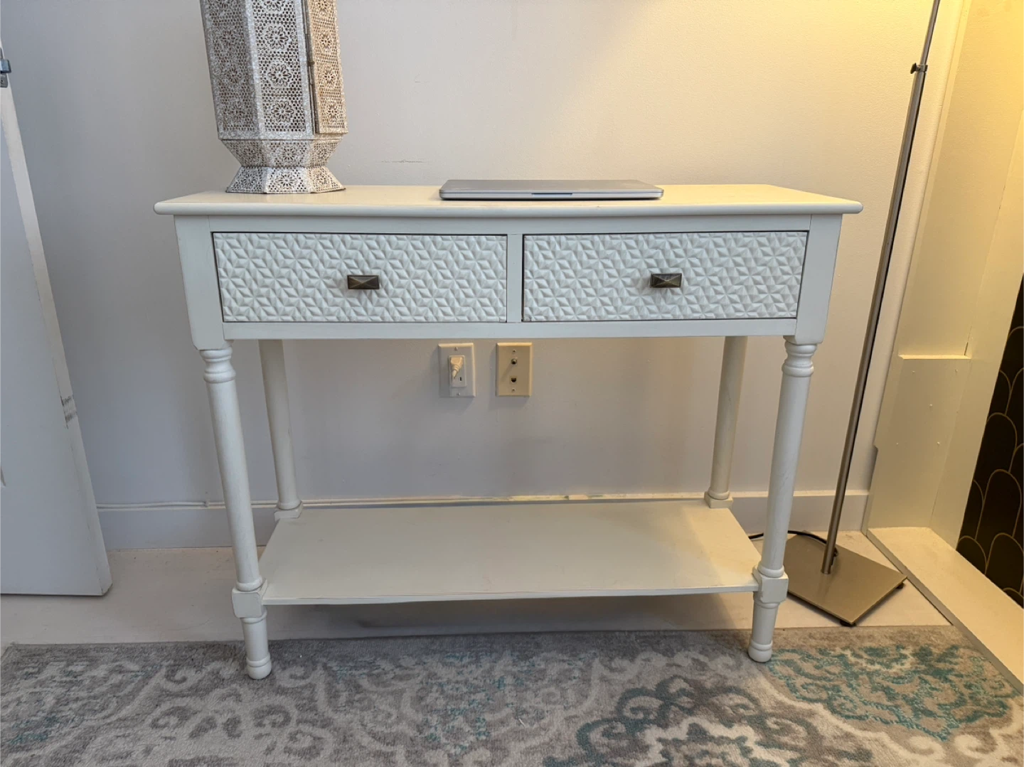 White Console Table with Two Drawers