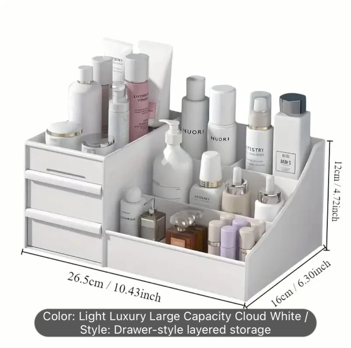 White Makeup Organizer with Drawers