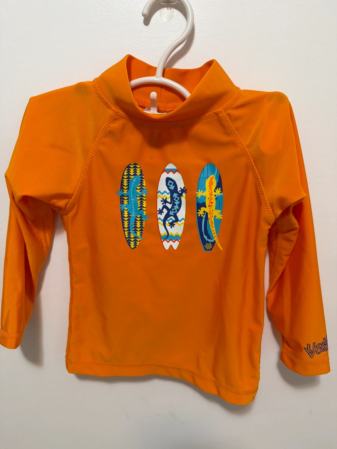 UV Skinz Orange Rash Guard Swim Shirt 4T Surfboards Lizards