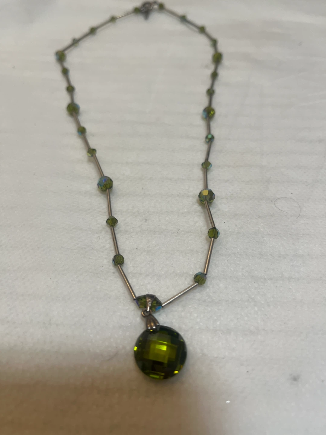 Green Crystal Pendant Necklace