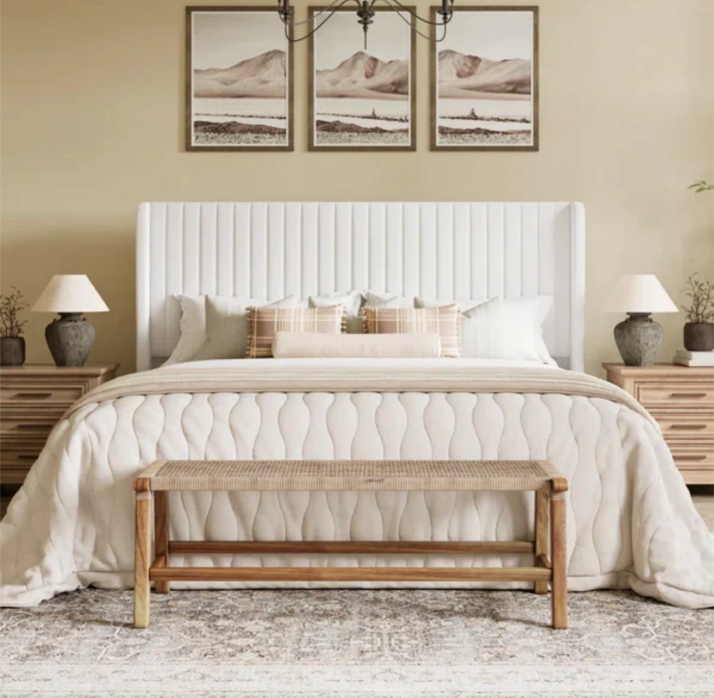 Candler Velvet upholstered platform Bed