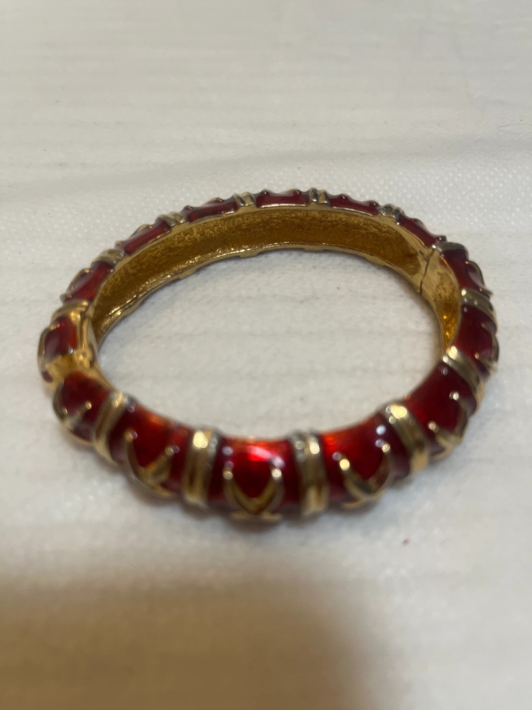 Red and Gold Tone Bangle Bracelet - photo 2