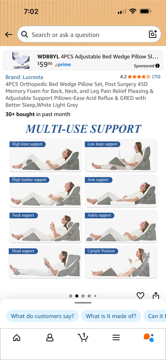 Originally $158 +Tx Memory Foam Bed Wedge Leg Elevation Set - photo 3