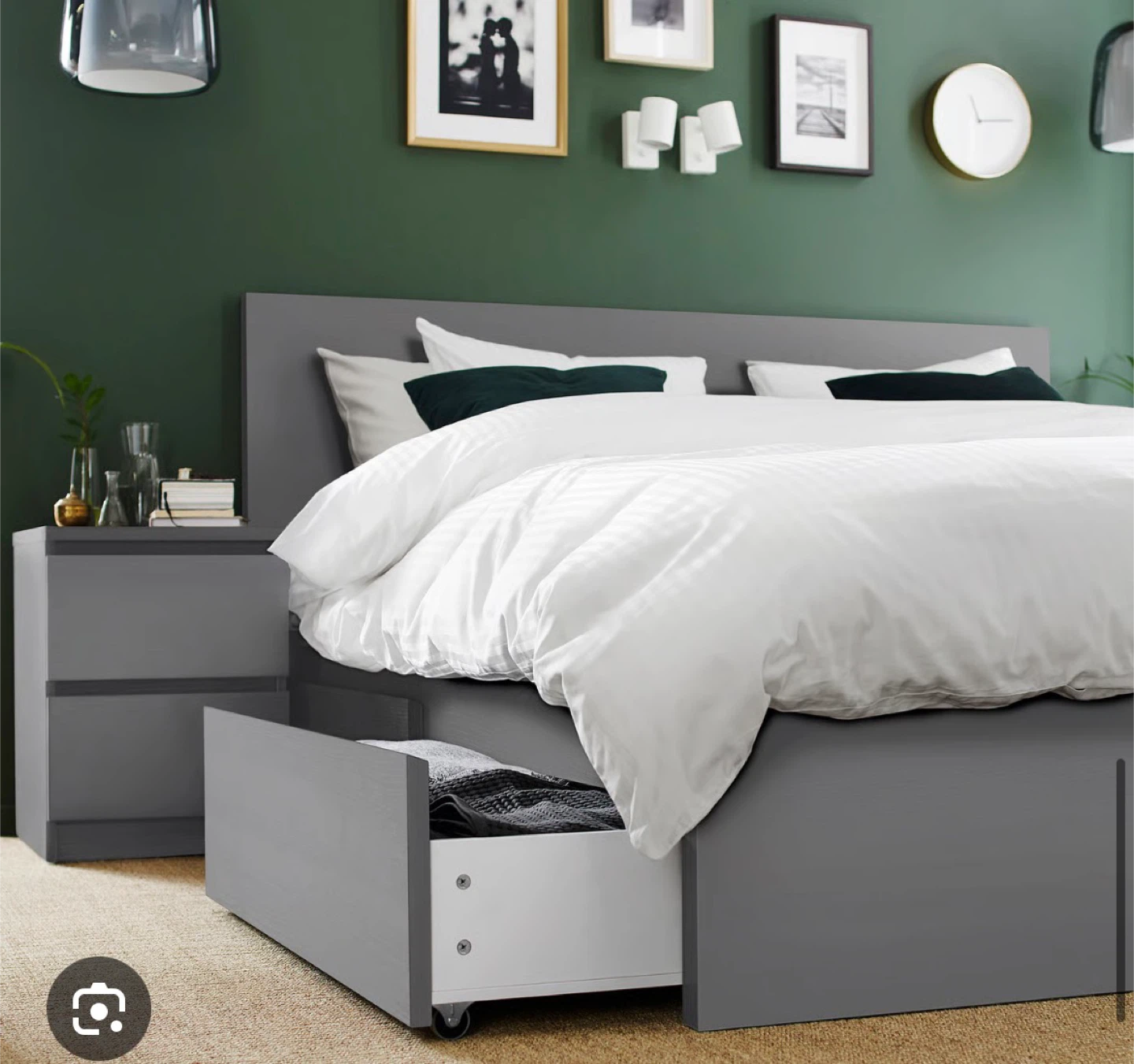 IKEA limited addition. Grey Bed Frame with 2 Storage Drawers