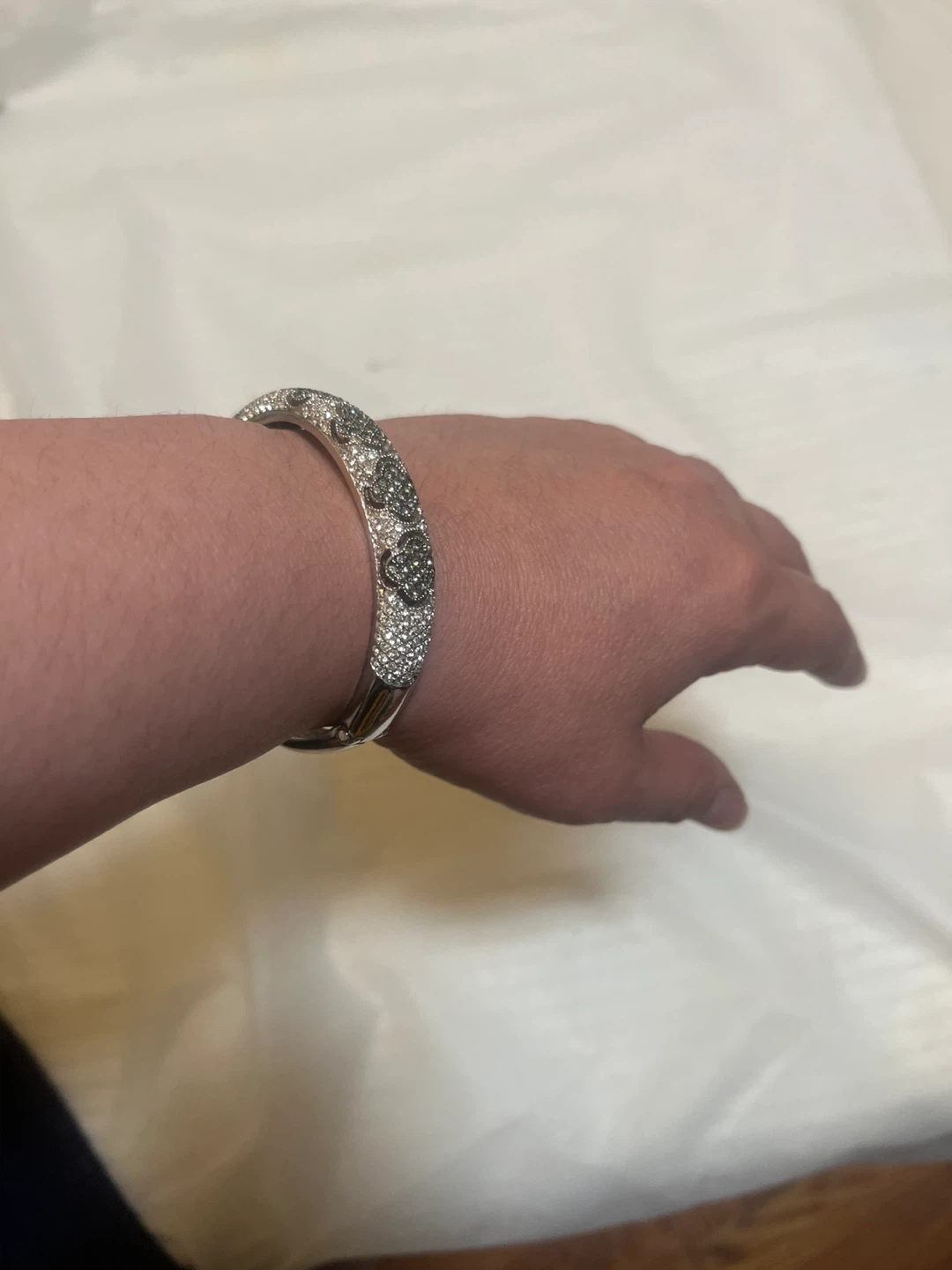 Sparkling Silver Tone Bangle Bracelet