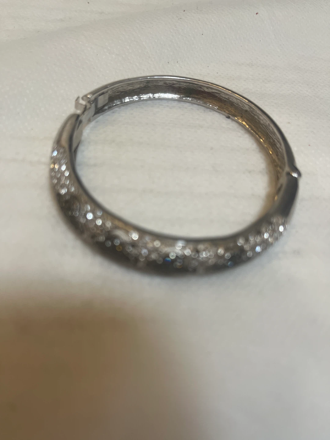 Sparkling Silver Tone Bangle Bracelet - photo 2