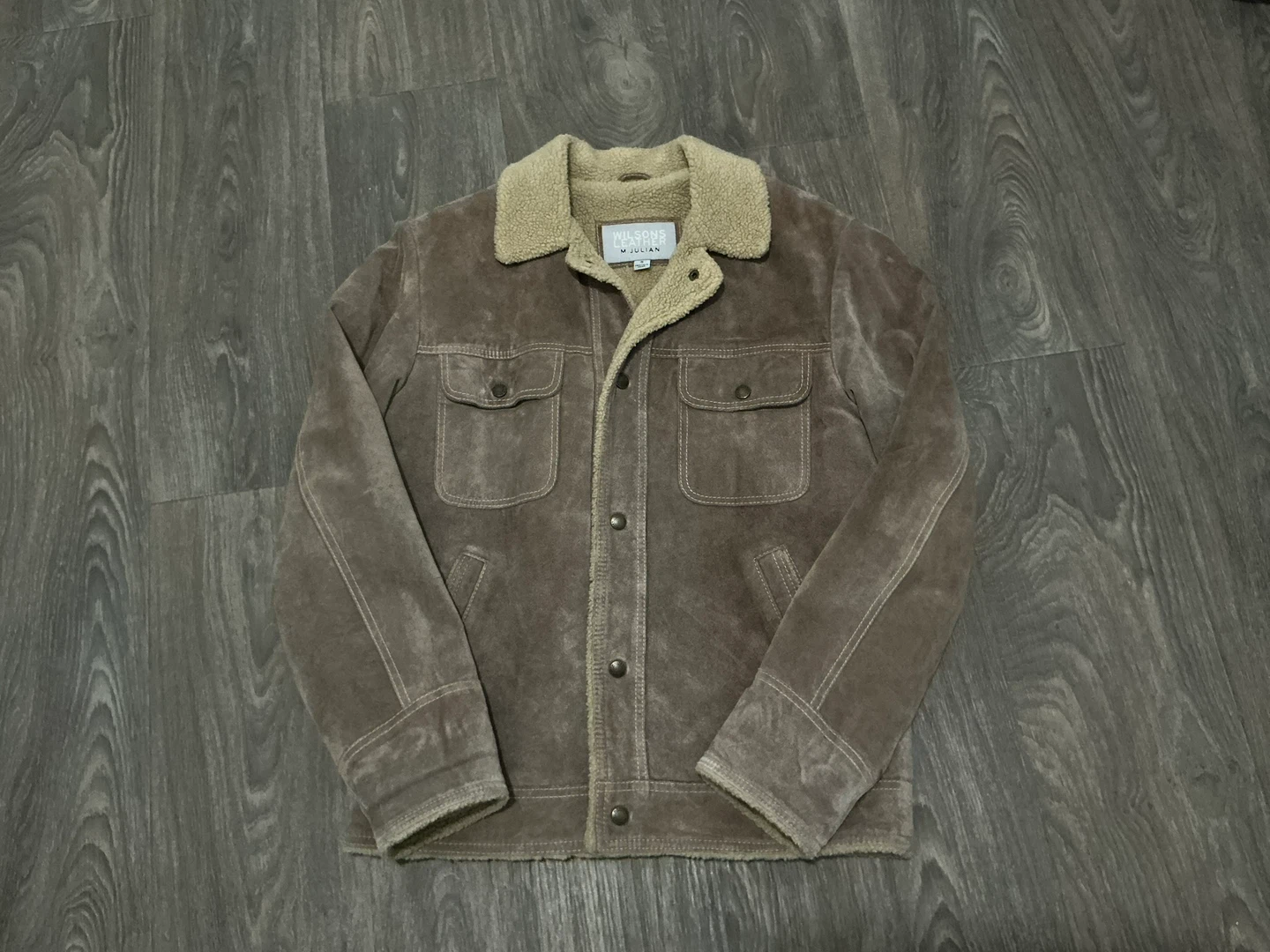 Vintage Wilsons Leather Sherpa Jacket, Size Small