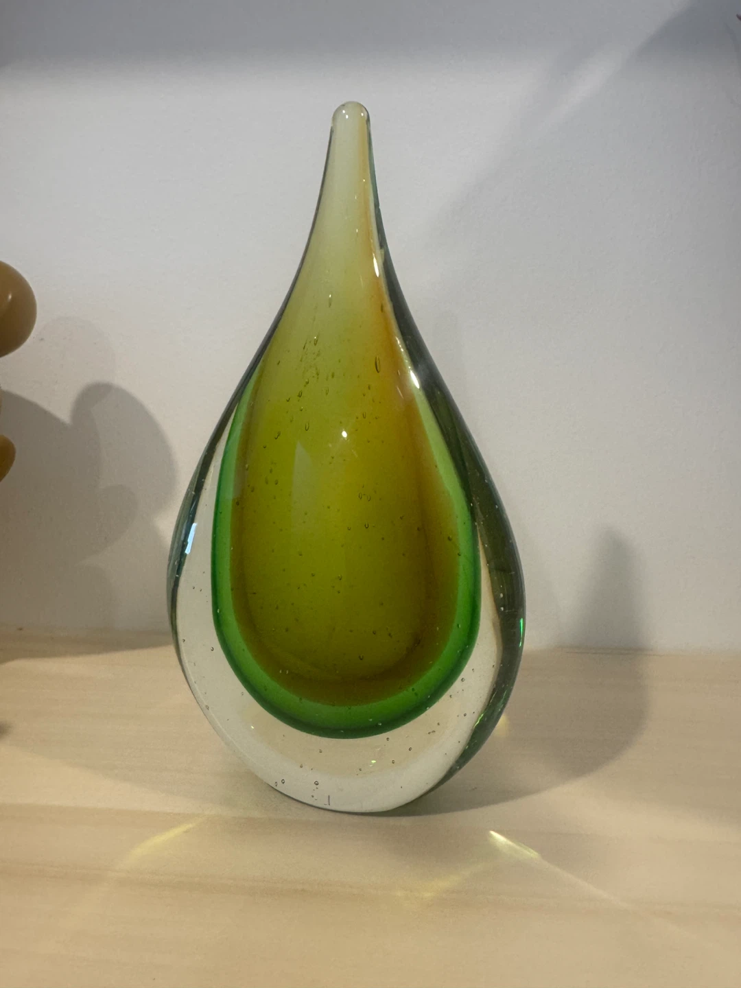 Murano style Green Glass Teardrop Sculpture