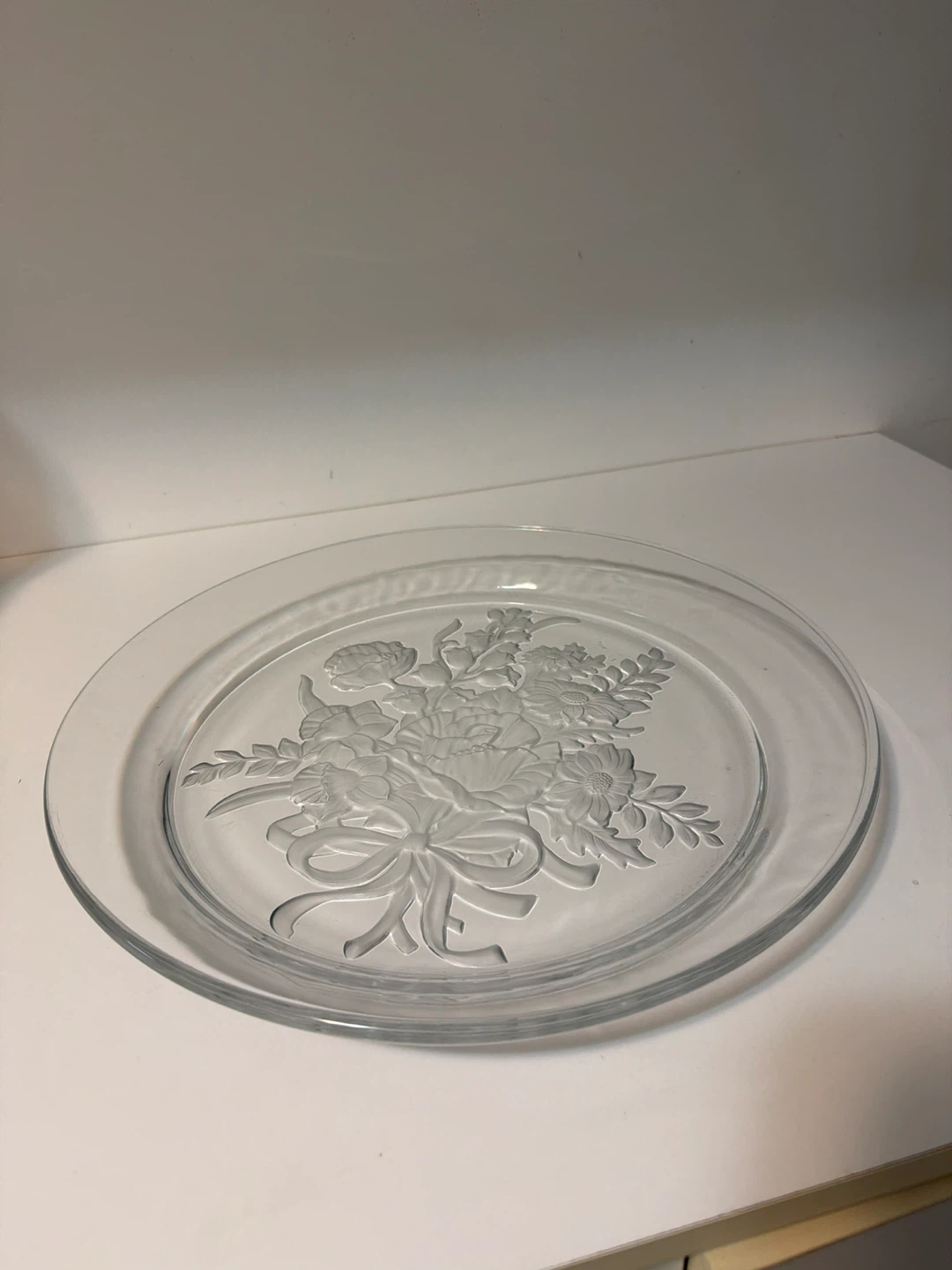 Glass Embossed Floral Plate