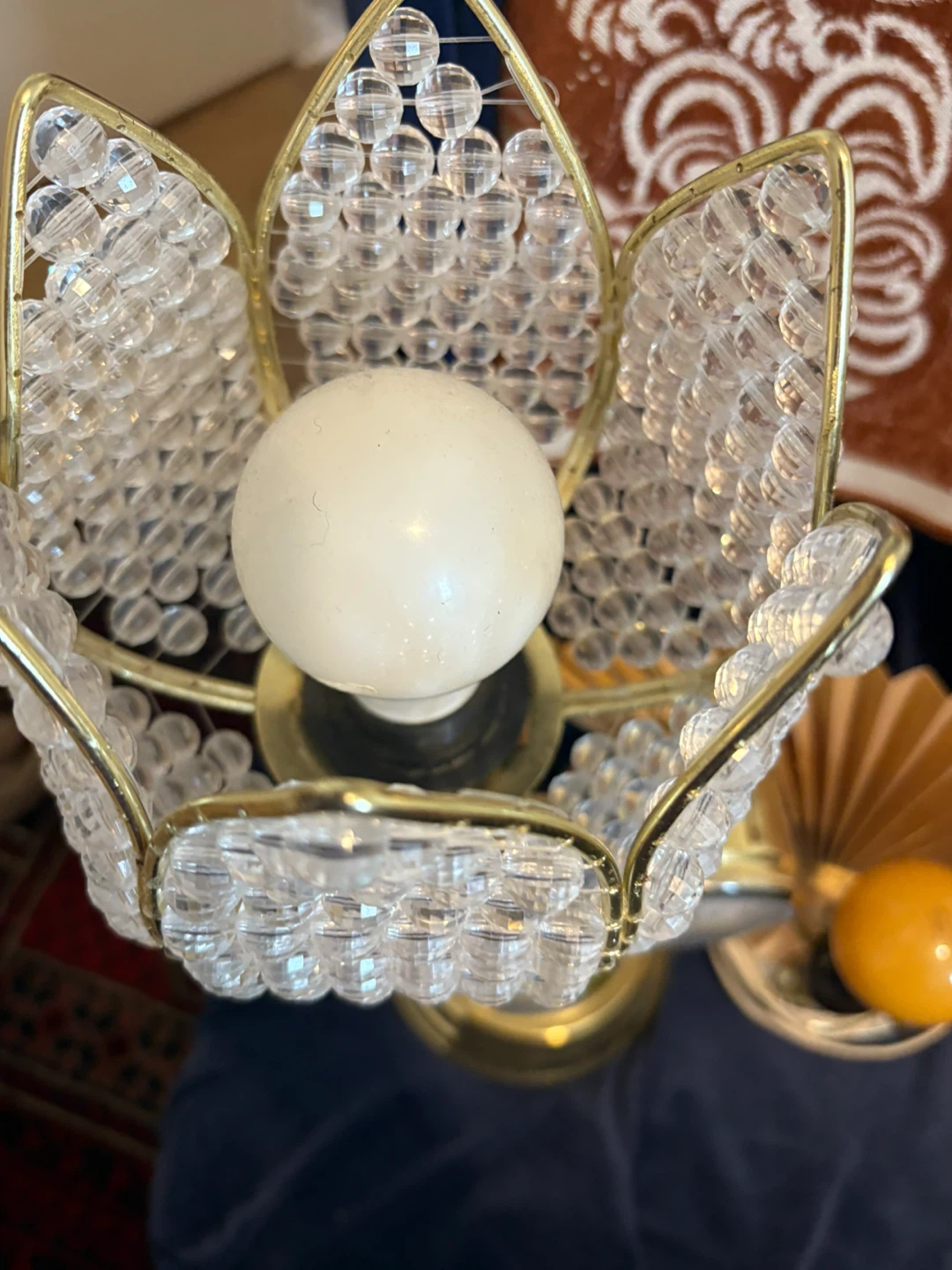 Vintage Crystal Flower Table Lamp with Clock - photo 2