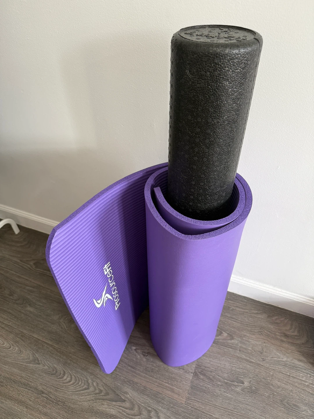 ProsourceFit Yoga Mat and Foam Roller Set - Purple