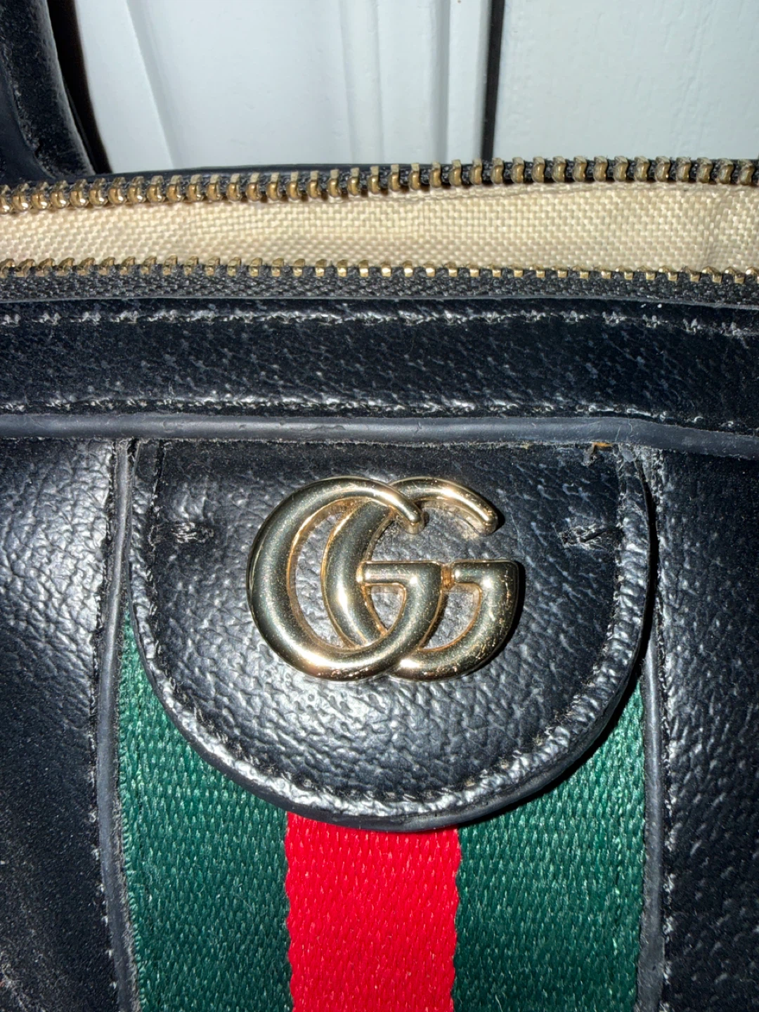 Black Gucci Boston Bag with Green and Red Stripe - photo 2