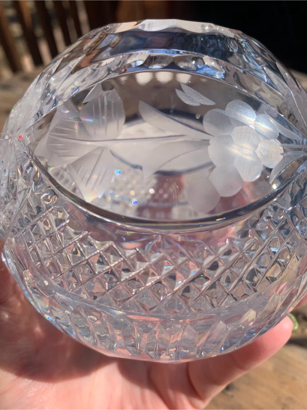 Vintage Cut Crystal Glass Rose Bowl/Vase - photo 4