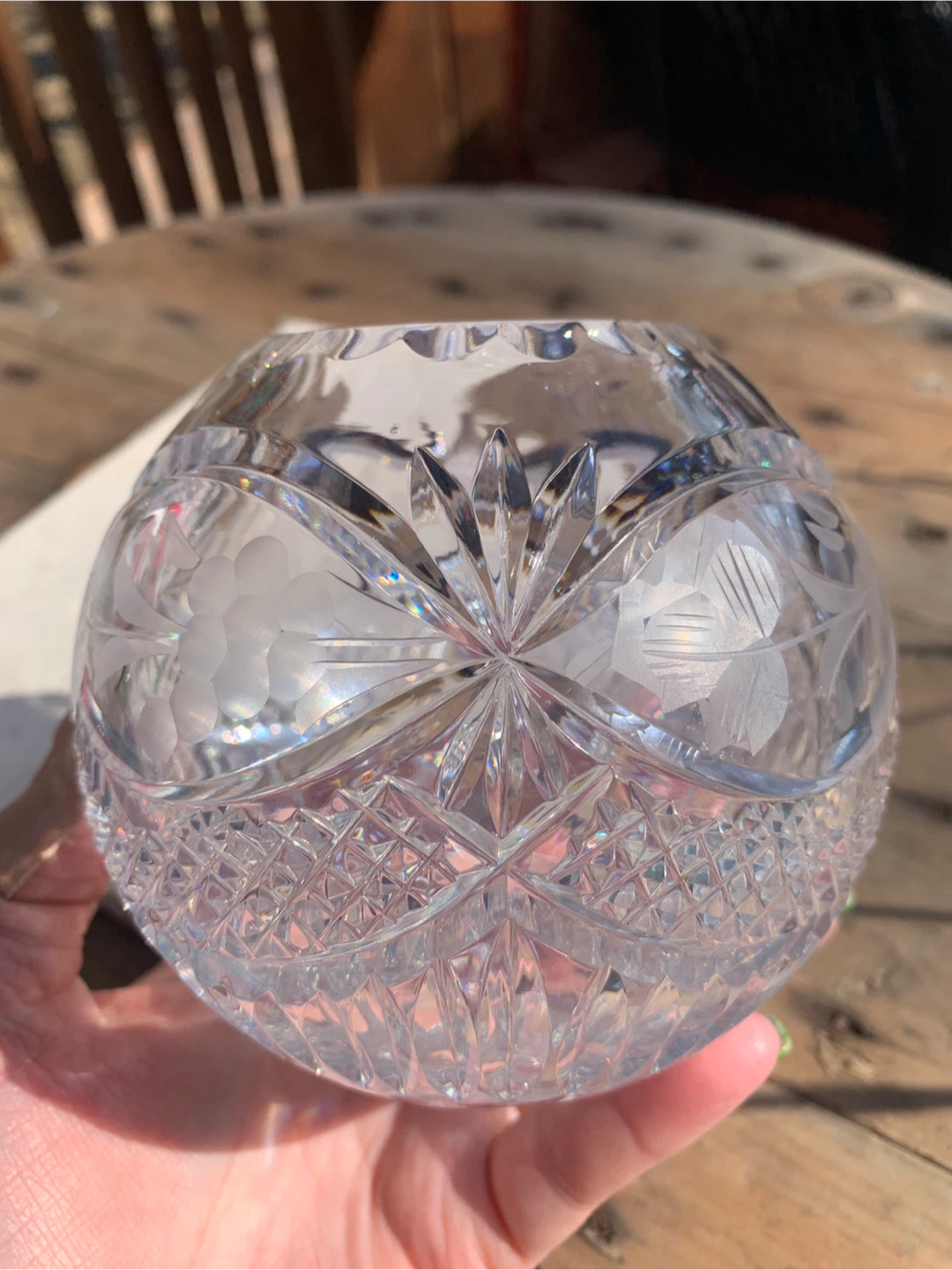 Vintage Cut Crystal Glass Rose Bowl/Vase - photo 5