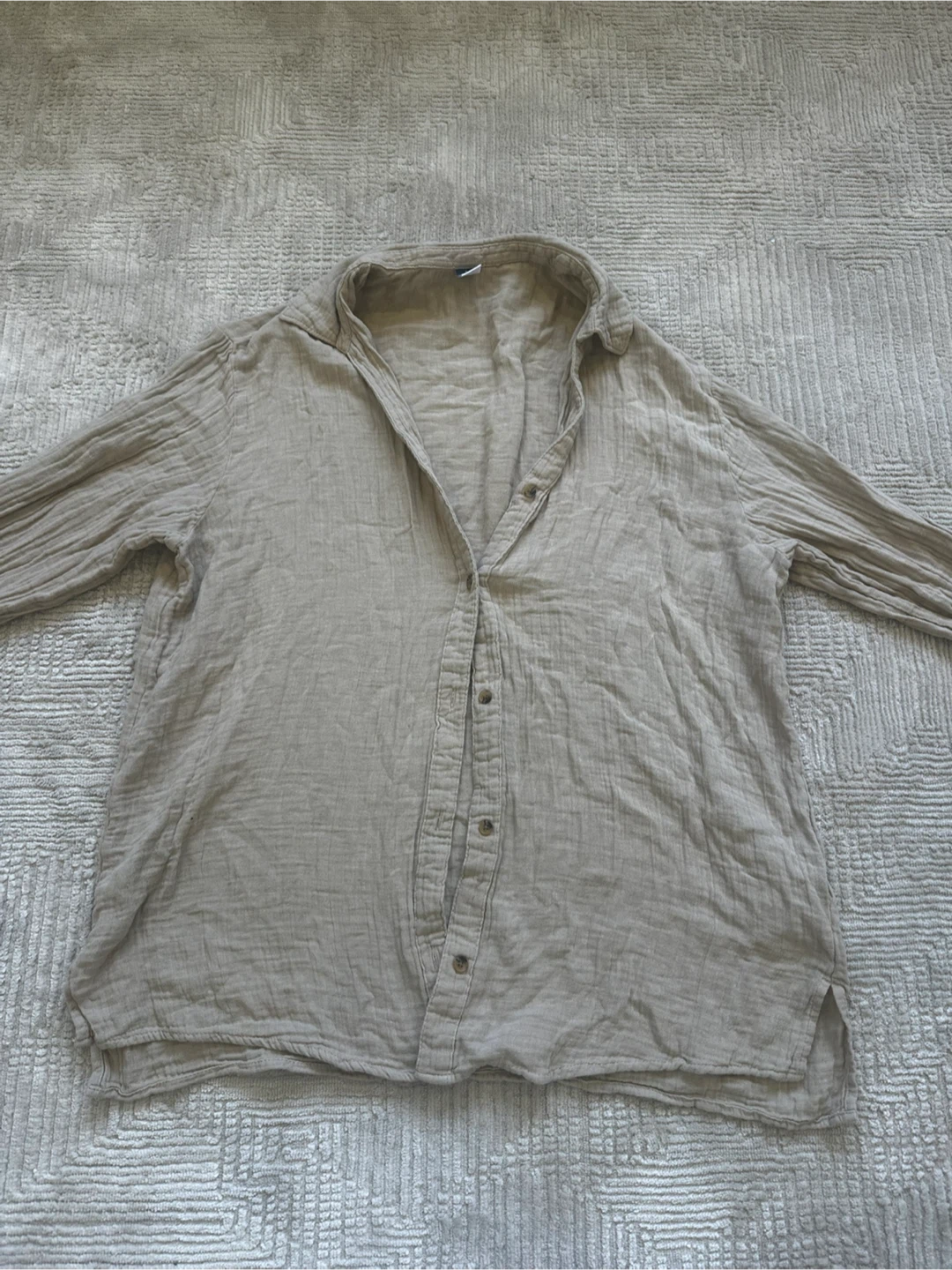 Tan Gauze Button-Up Shirt - photo 2