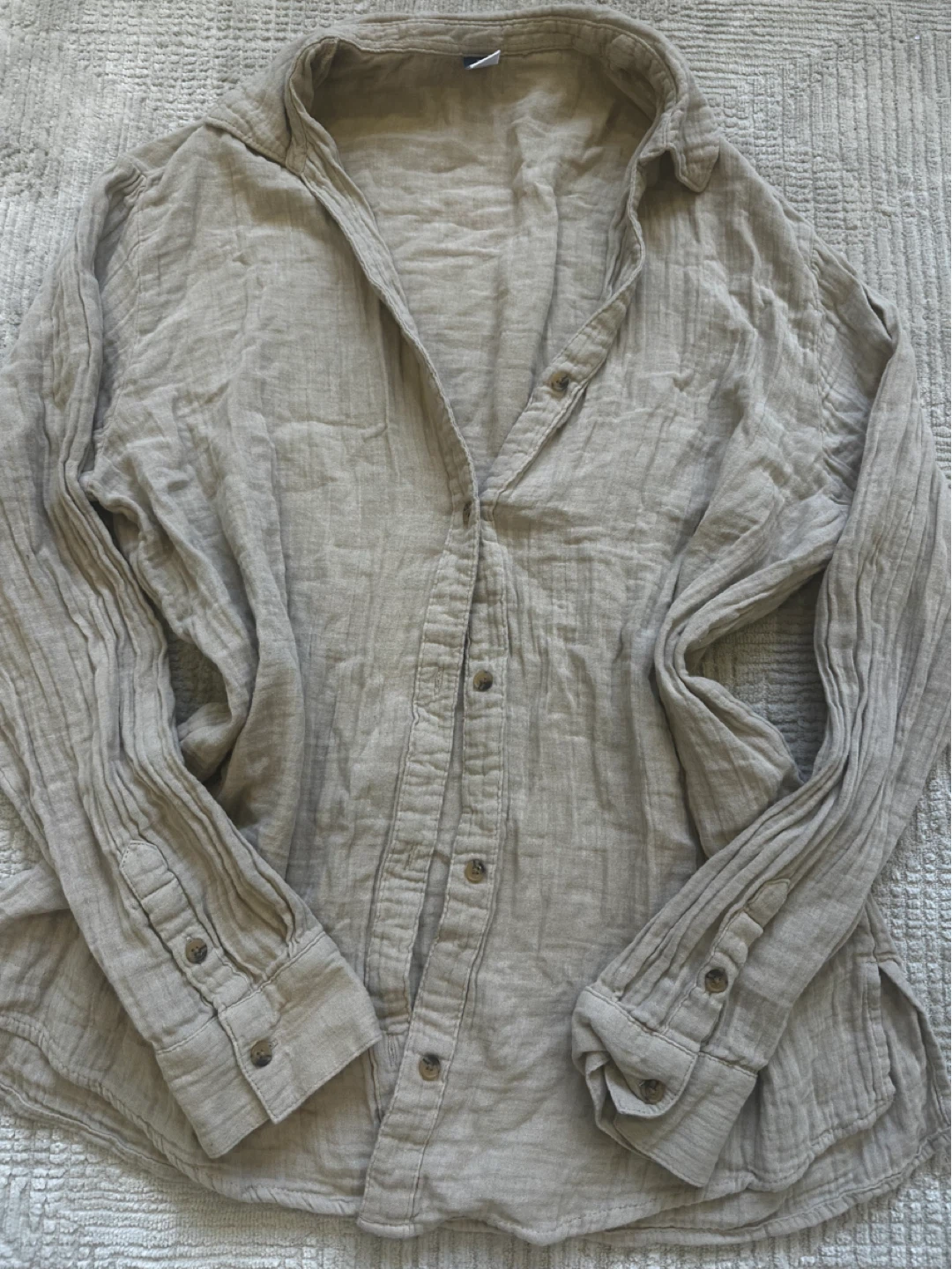 Tan Gauze Button-Up Shirt