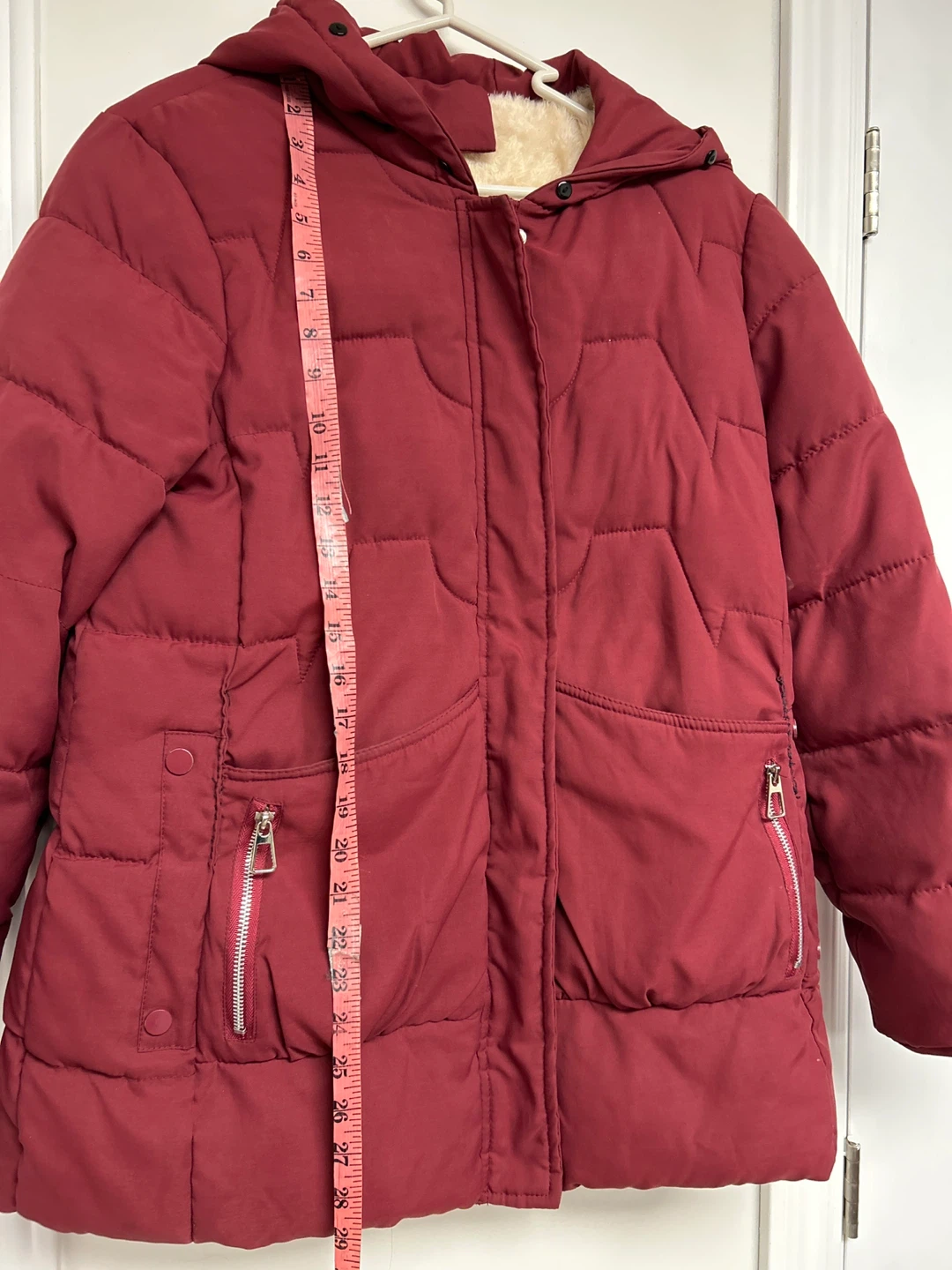 Maroon Puffer Coat with Sherpa Lining - photo 5