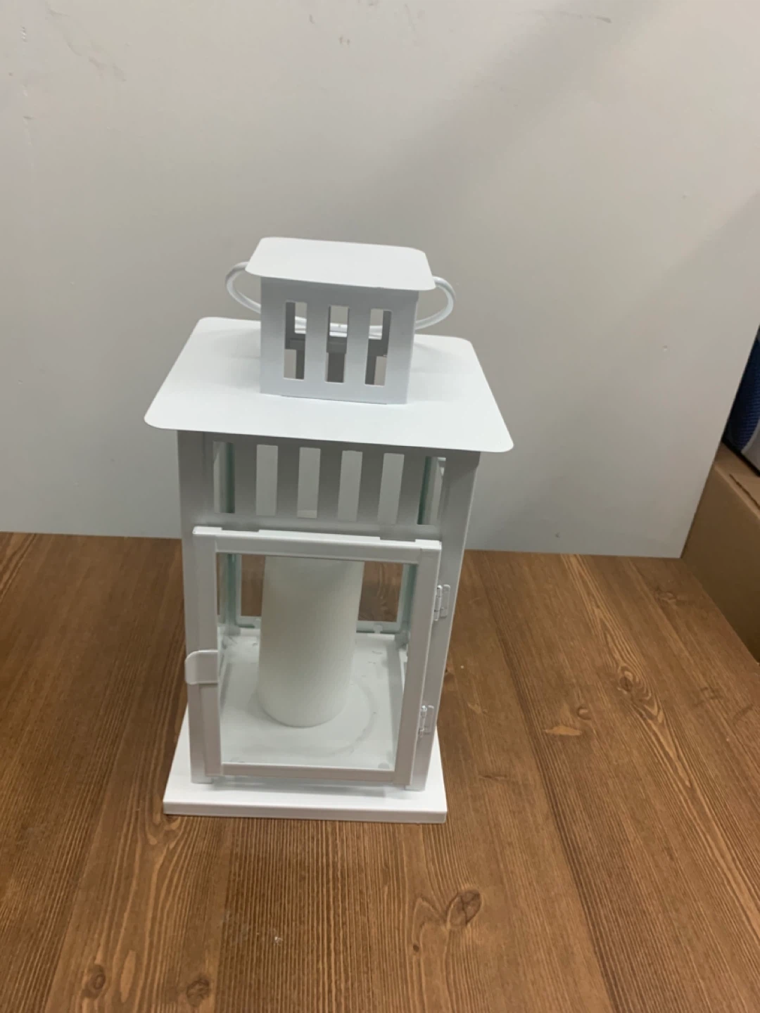 White Lantern with Glass Panels