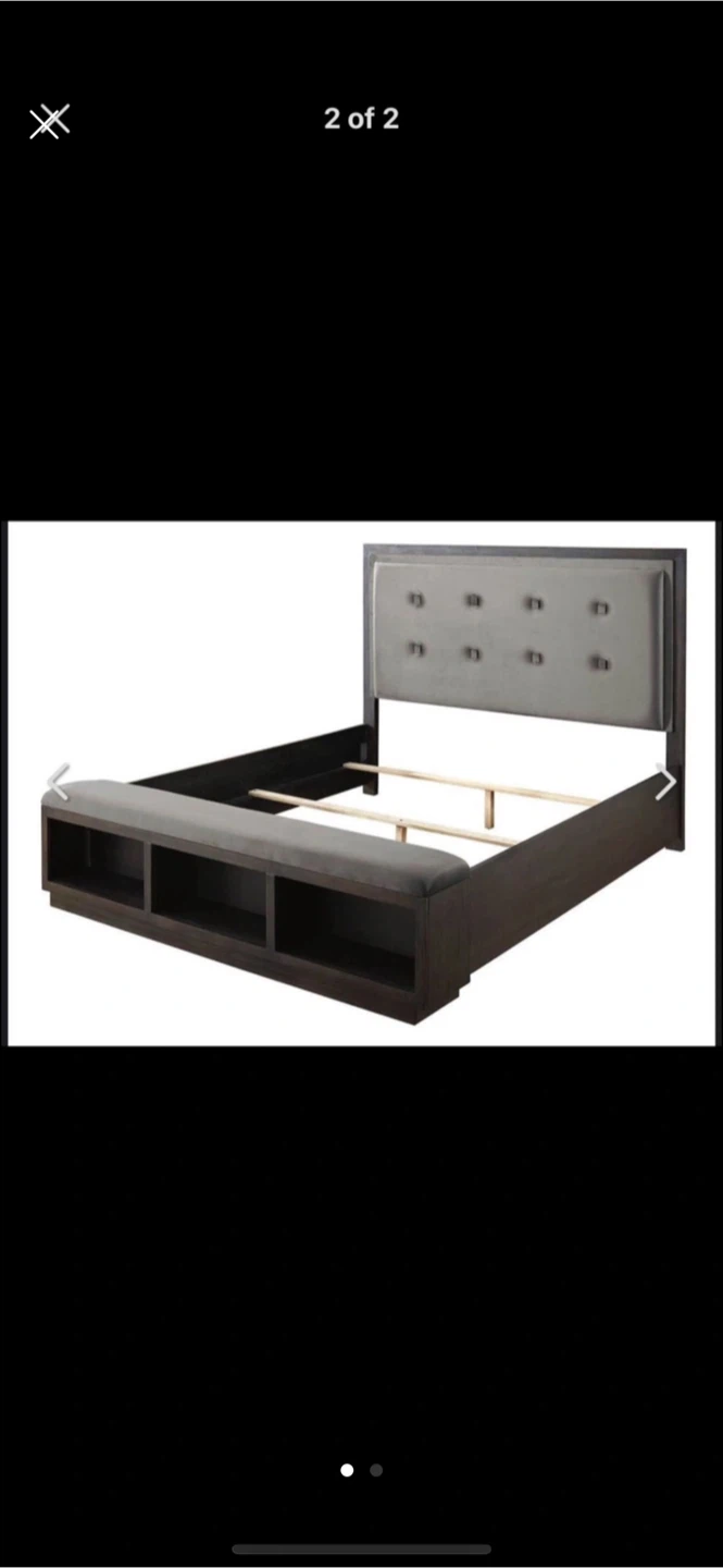 Queen Size Bed Frame with Storage Bench and 2 Nightstands