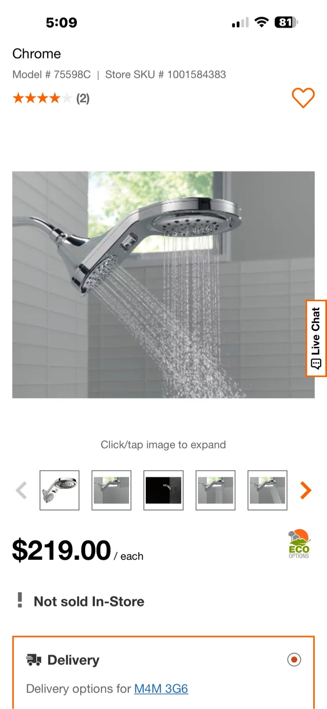 Delta HydroRain 5-Setting Shower Head in Chrome - photo 2