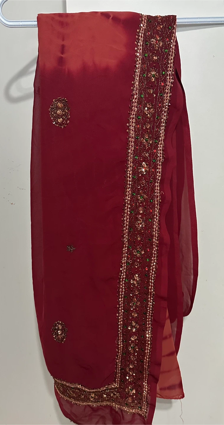 Maroon Embellished Saree