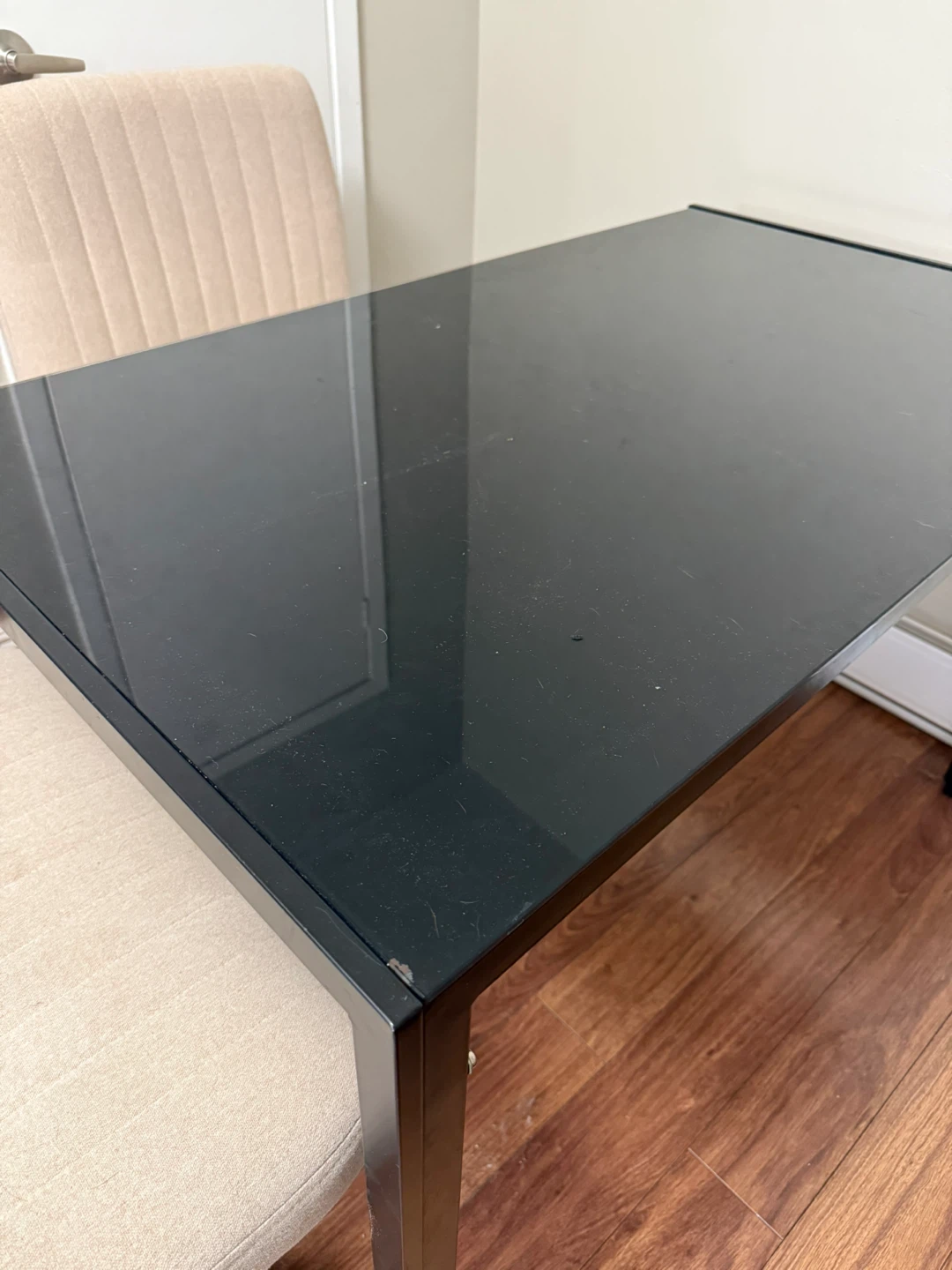 Black Glass Top Dining Table with Metal Frame - photo 3
