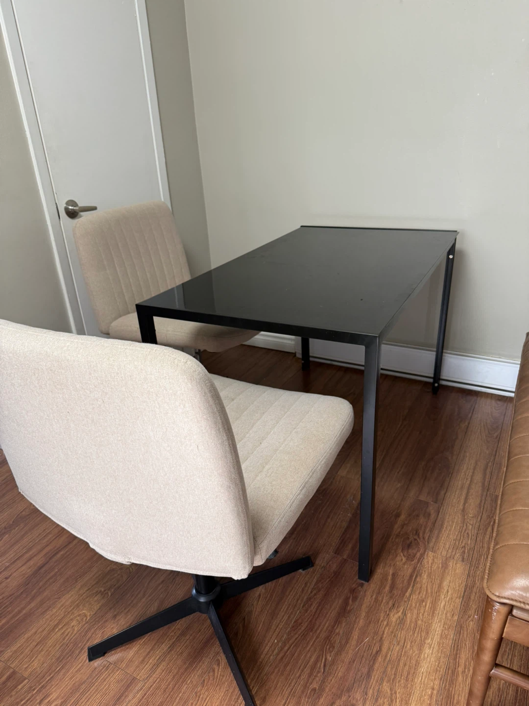 Black Glass Top Dining Table with Metal Frame - photo 2