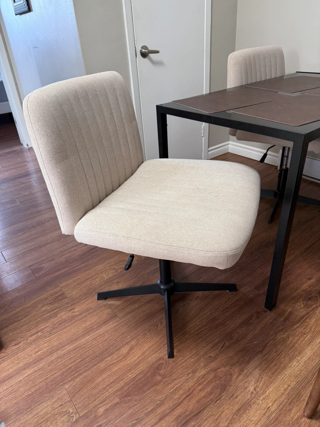 Black Glass Top Dining Table with Metal Frame
