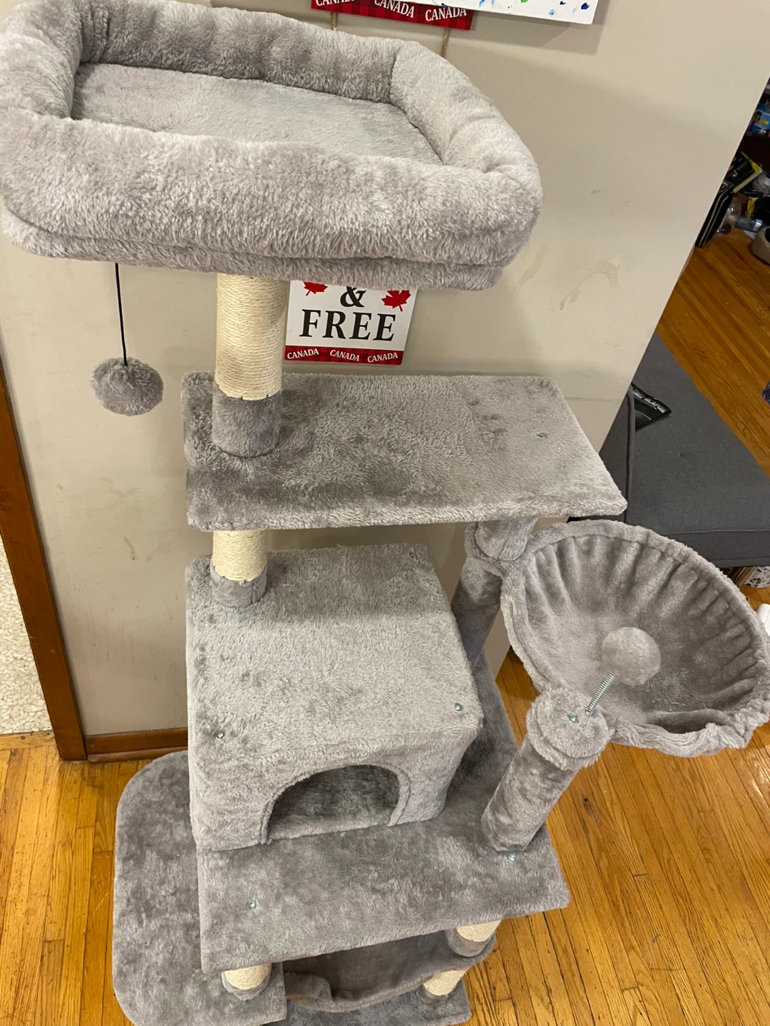 Gray Multi-Level Cat Tree with Hammock and Condo - photo 2