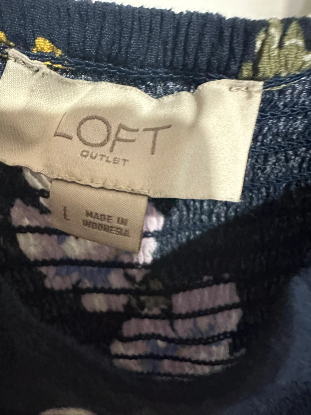 LOFT Outlet Navy Floral Print Jumpsuit Size L - photo 2