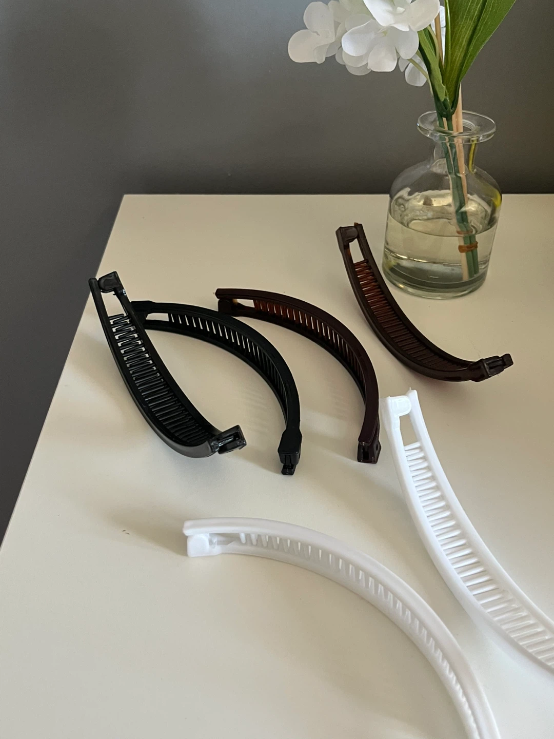 Pairs of Brown, Black, & White Banana Hair Clips