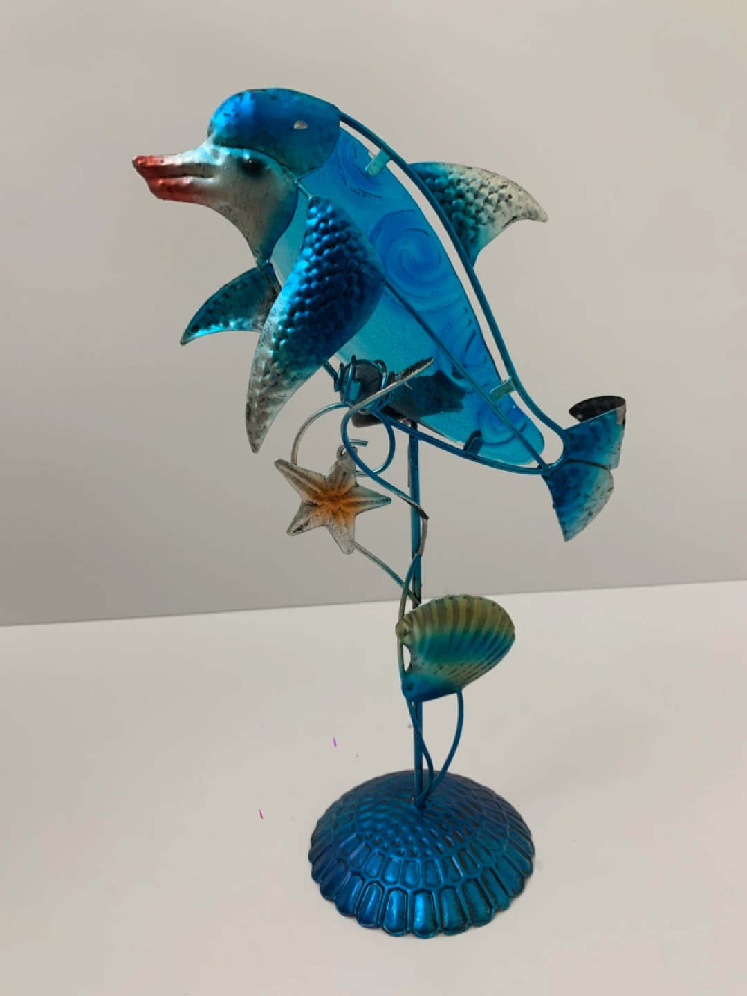 Metal Dolphin Tealight Holder - Home Decor