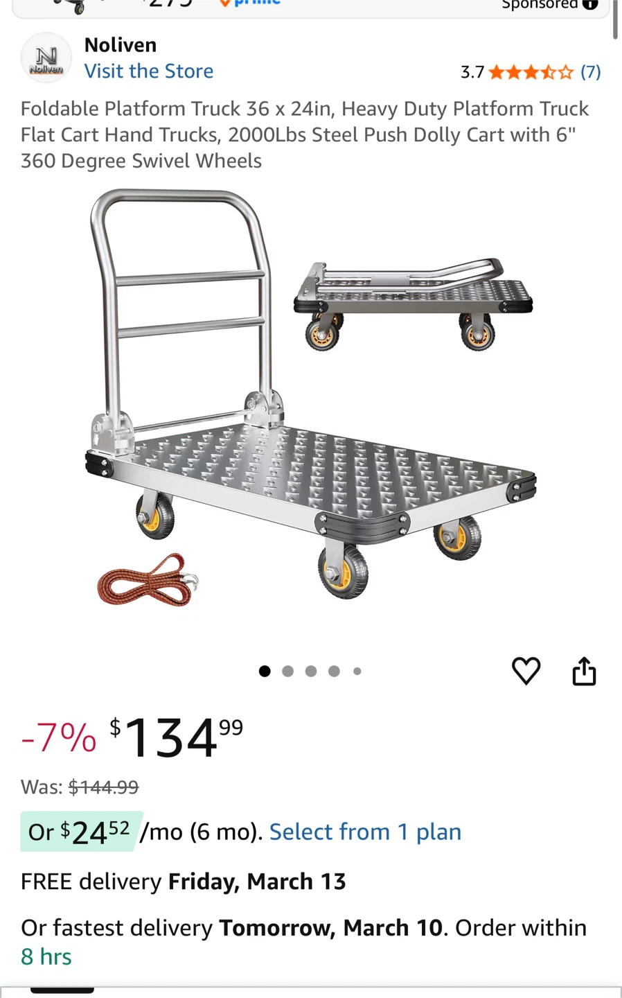 Noliven Foldable Platform Truck Dolly Cart