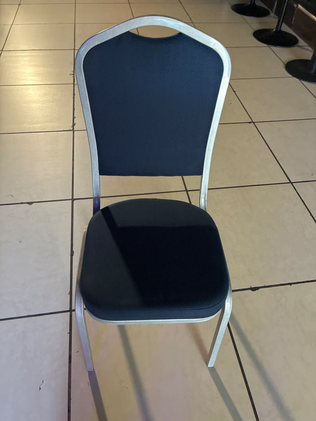 Dark Blue Upholstered Metal Frame Chair - photo 2
