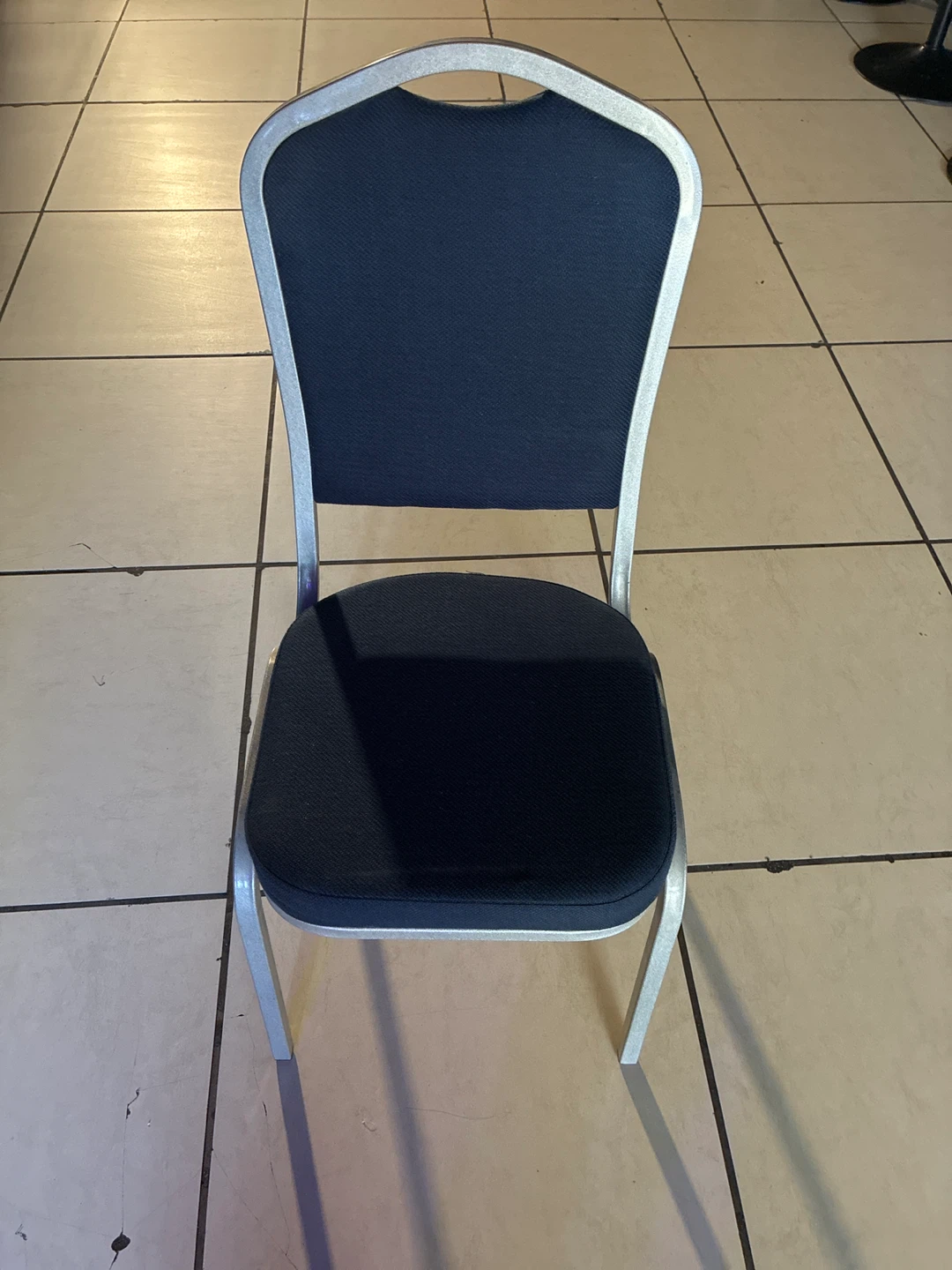 Dark Blue Upholstered Metal Frame Chair