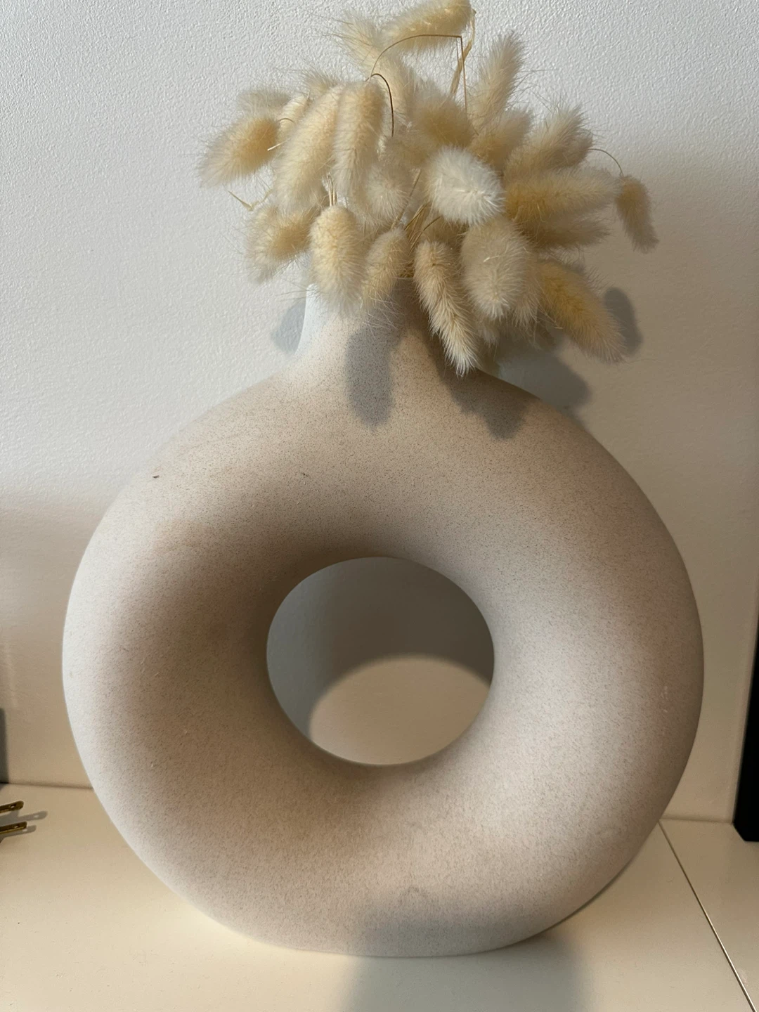 Donut Shaped Vase with Dried Flowers