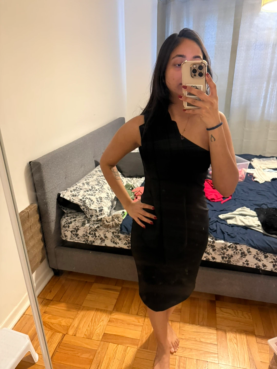 Black One Shoulder Cocktail Dress - photo 2