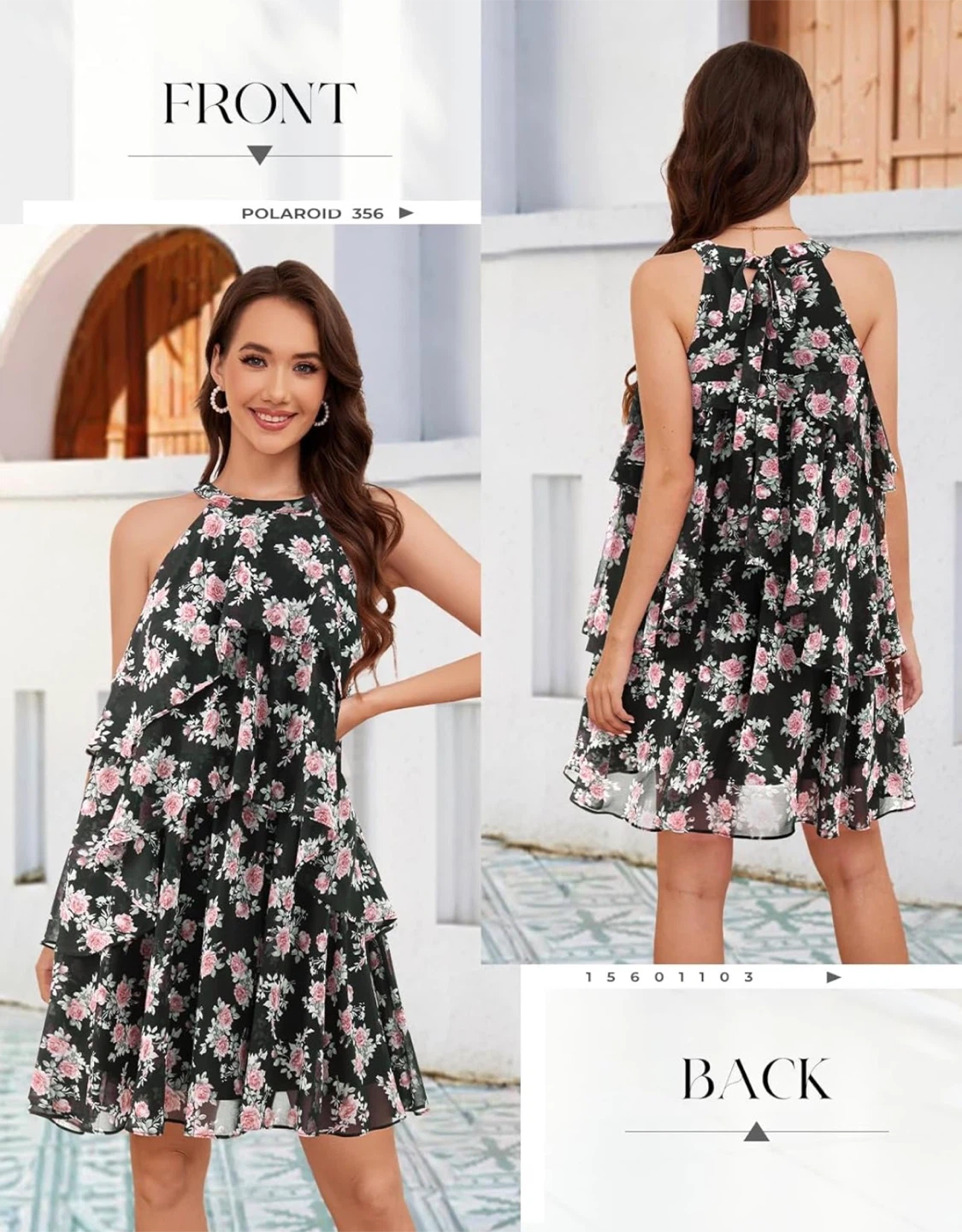 DRESSTELLS Floral Halter Tiered Ruffle Dress - photo 2